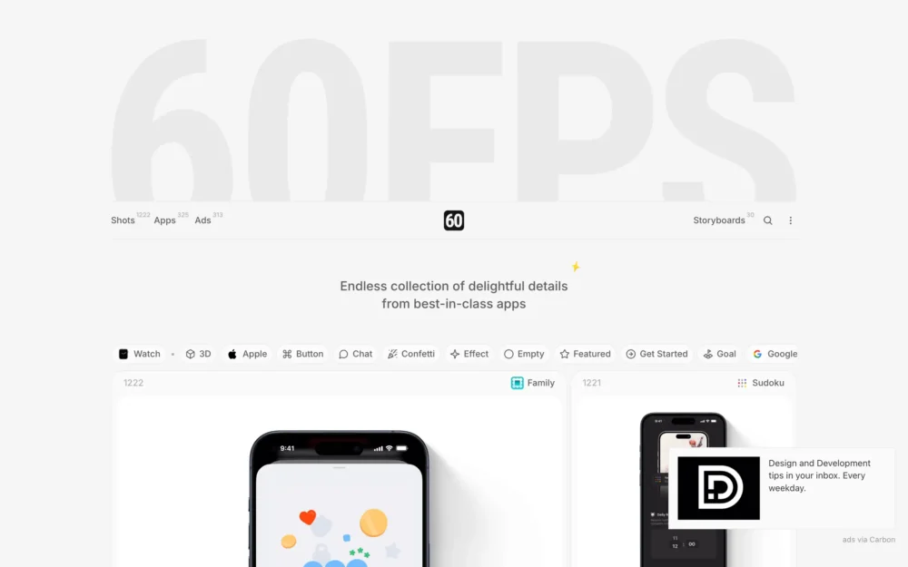 60fps – UI/UX animation inspiration for mobile & web apps