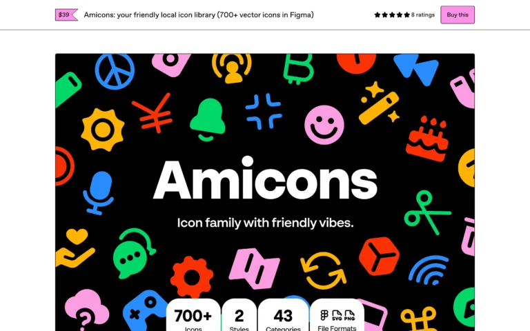 Amicons: your friendly local icon library (700+ vector icons in Figma)