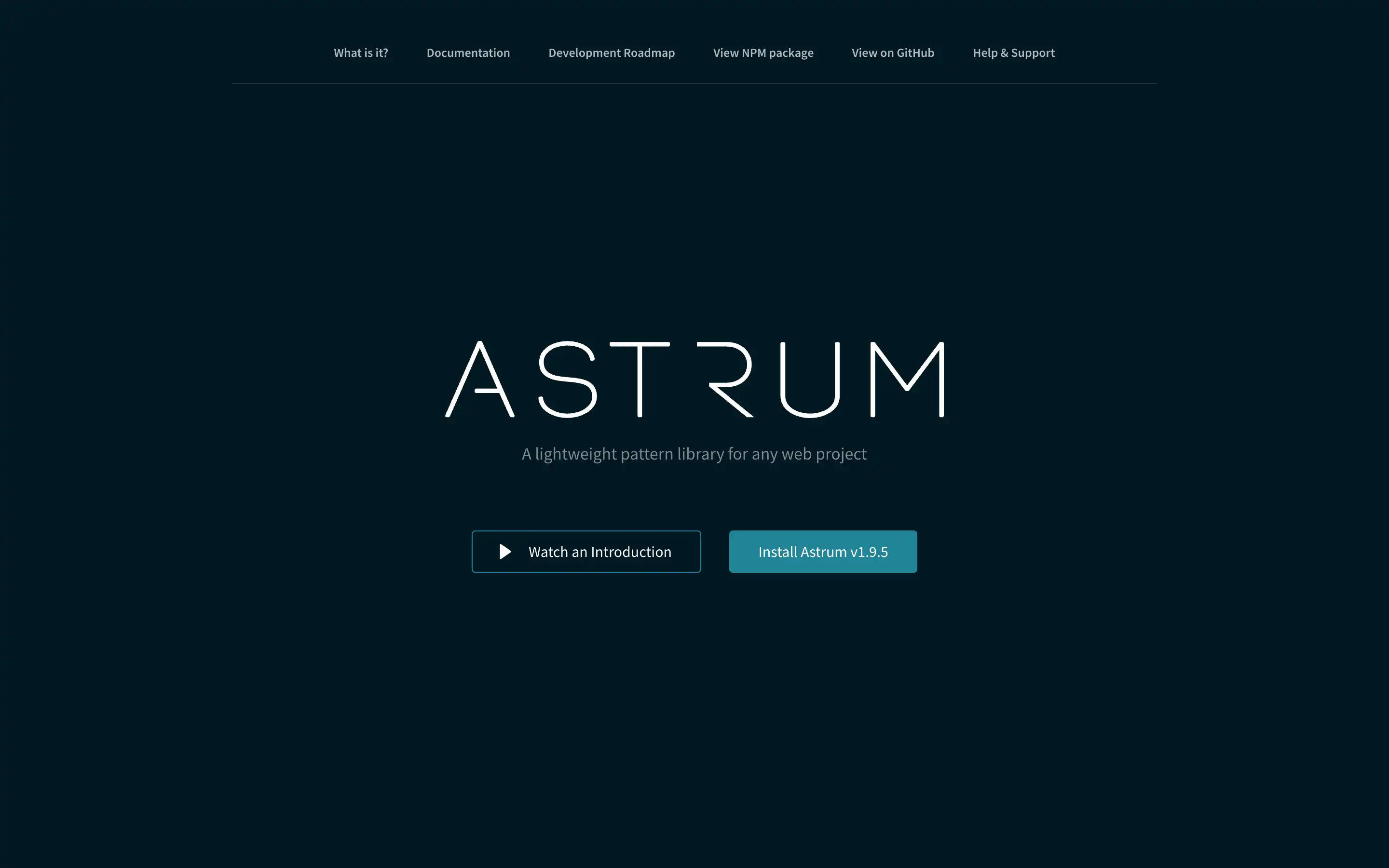 Astrum web library homepage with download options.