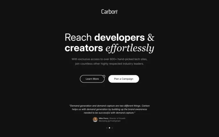 Carbon Ads – Reach developers and creators effortlessly