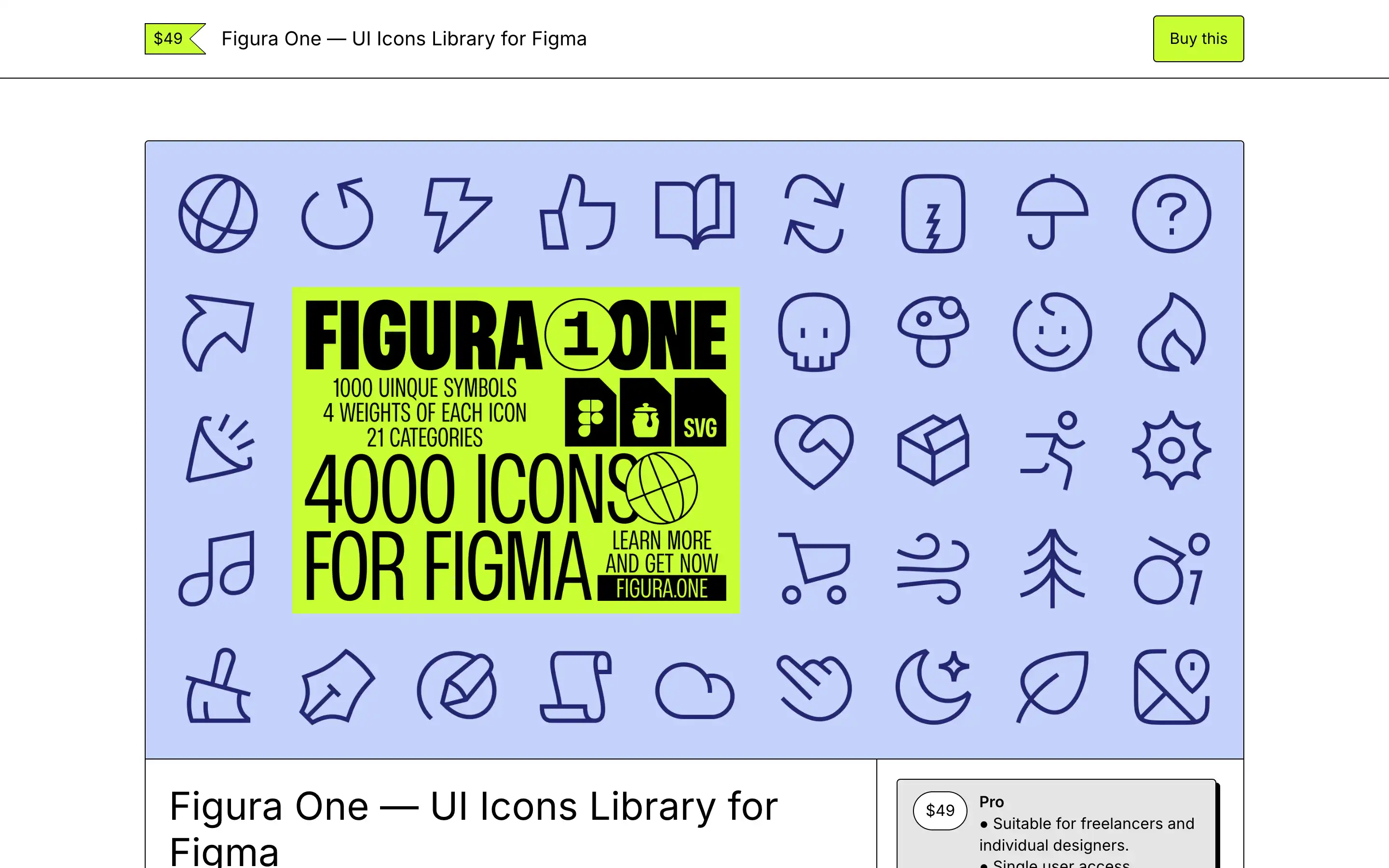Figura One UI icon library for Figma, 4000 icons.