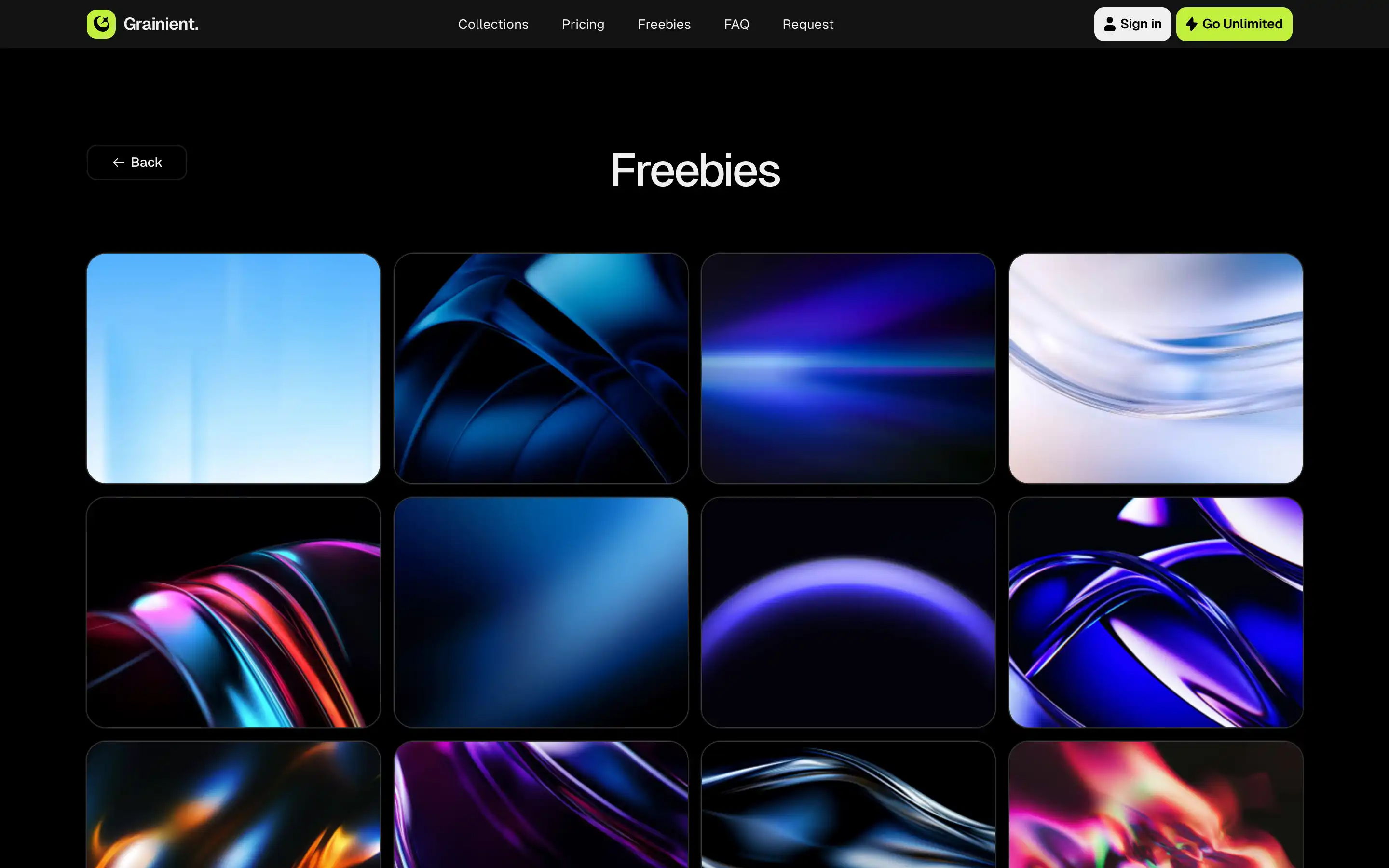 Abstract gradient wallpaper collection page