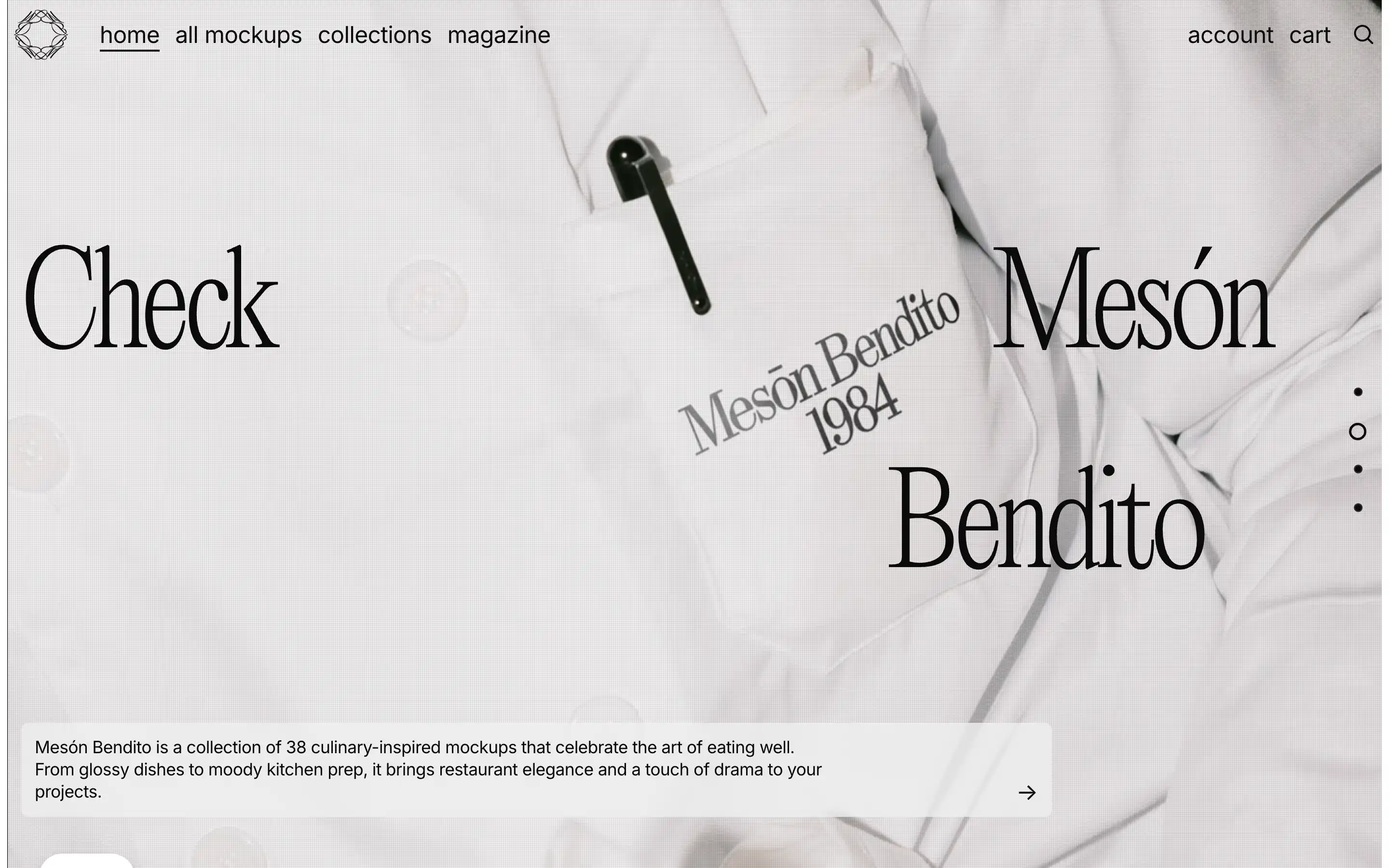Chef's coat with 'Mesón Bendito 1984' embroidery.
