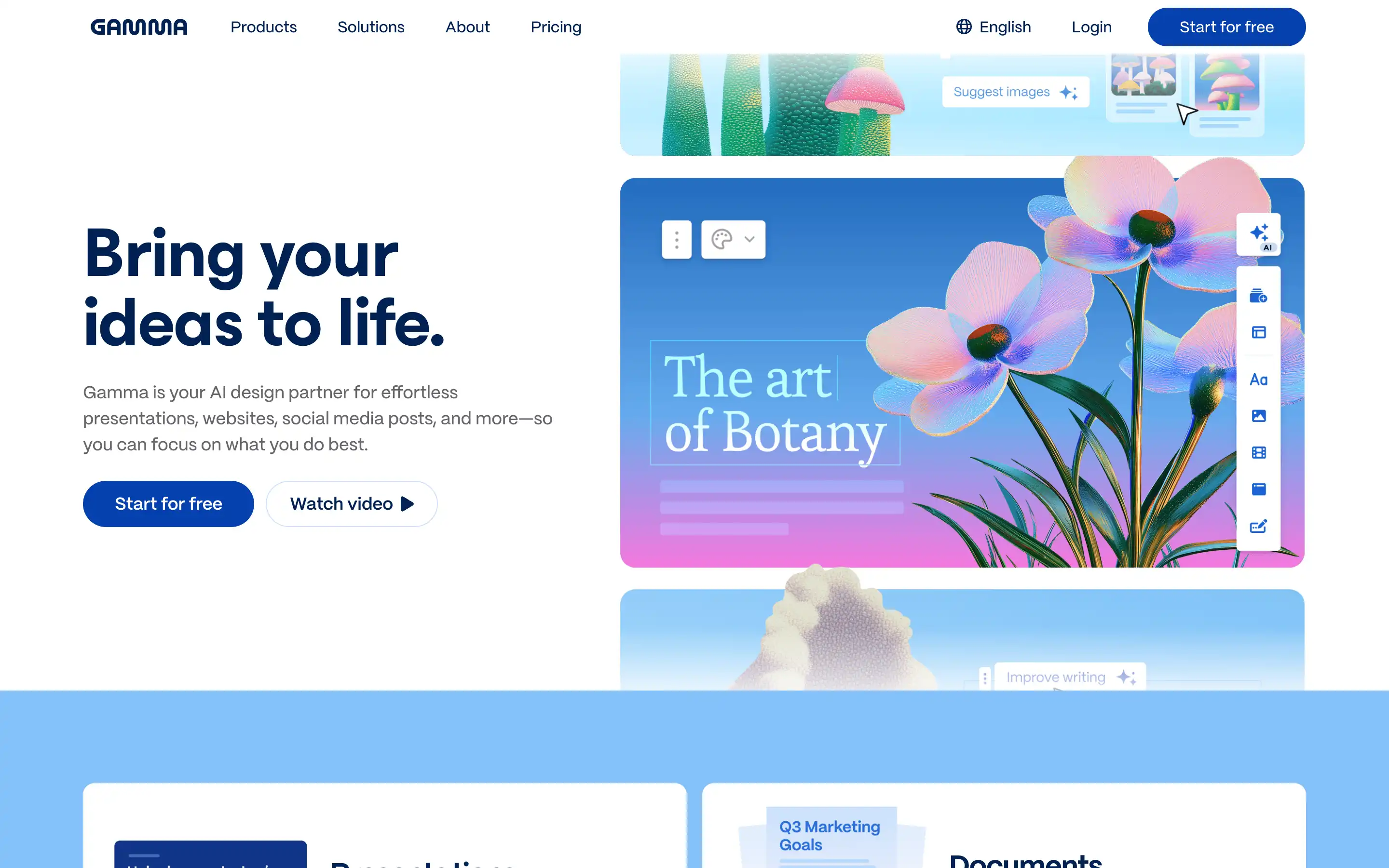 AI design platform for creative presentations.