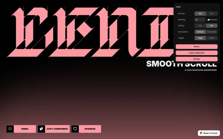 Lenis for Framer — Smooth scroll component