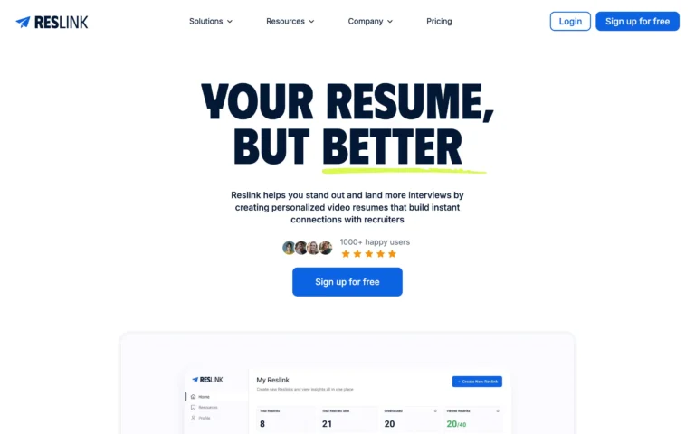 Reslink: Free Video Resume Builder for Job Seekers