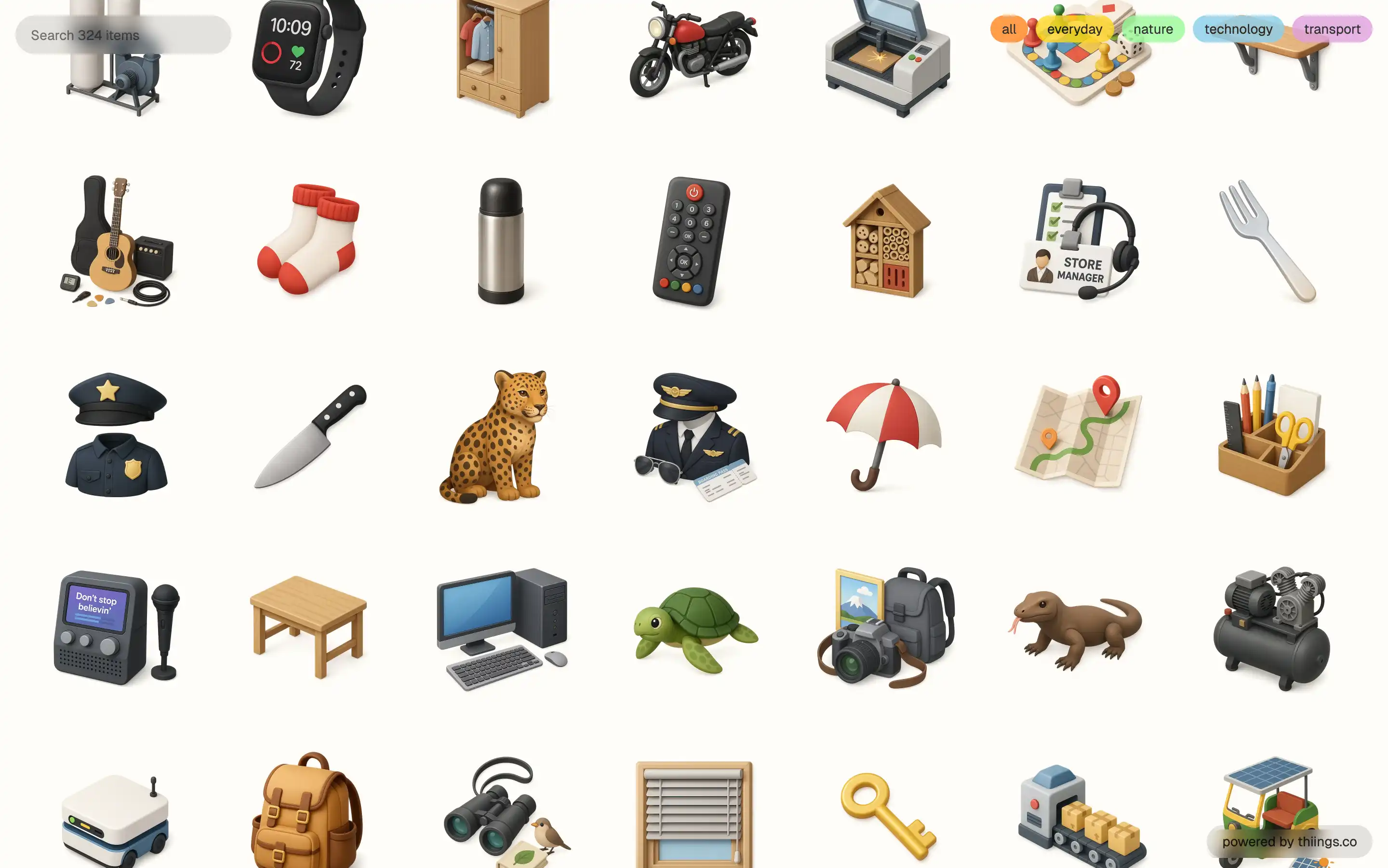 Collection of everyday objects and items on display.
