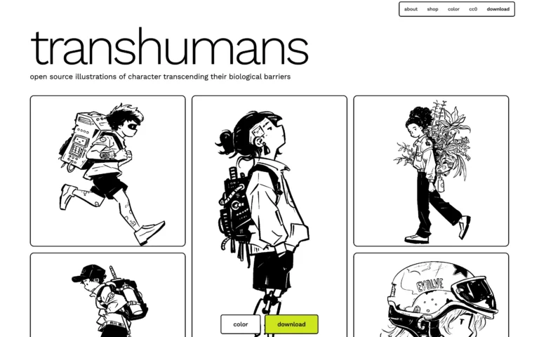 Transhumans: Open Source Punk Sci-Fi Art Collection by Pablo Stanley