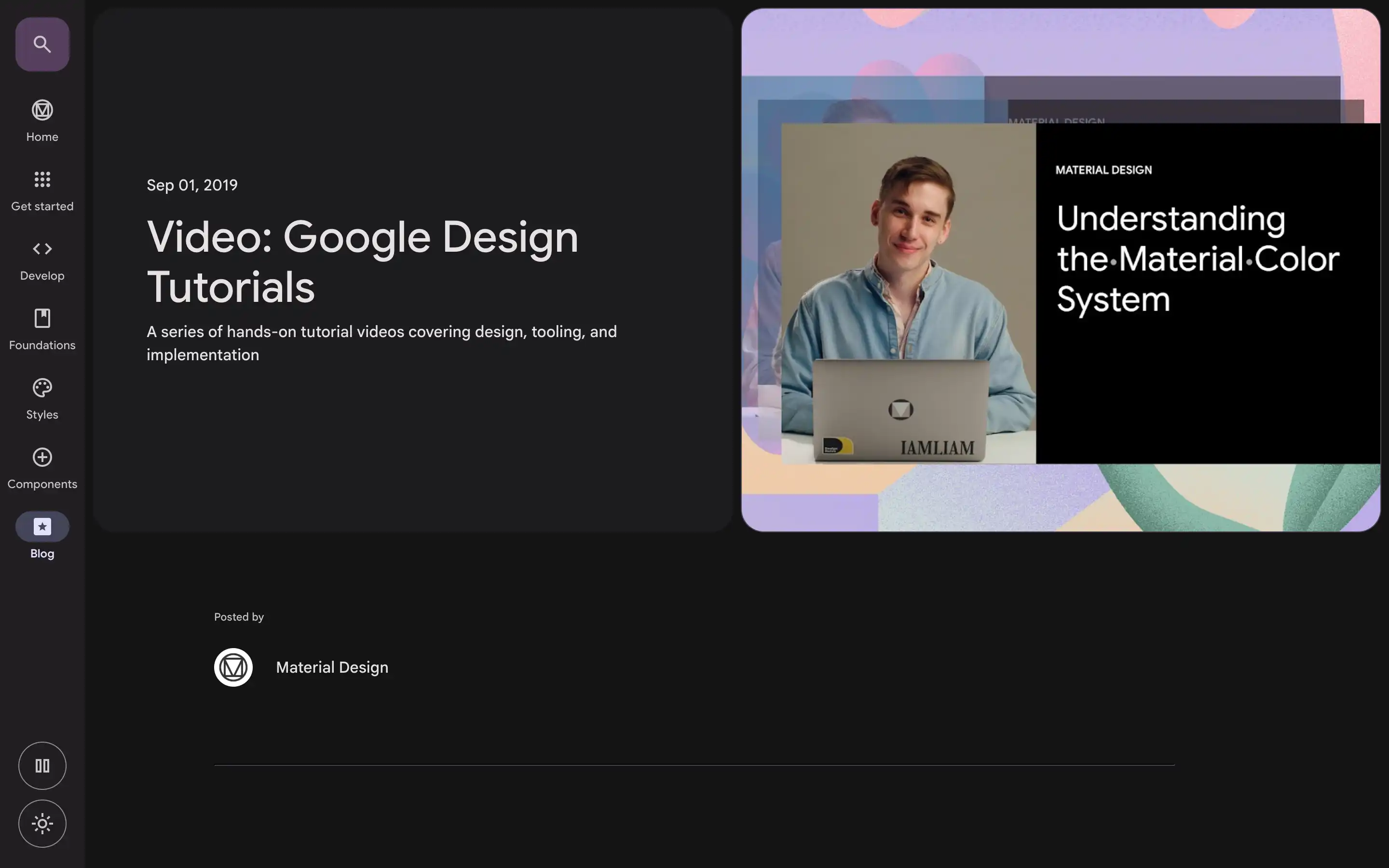 Video tutorials on Google Design and Material Color System.