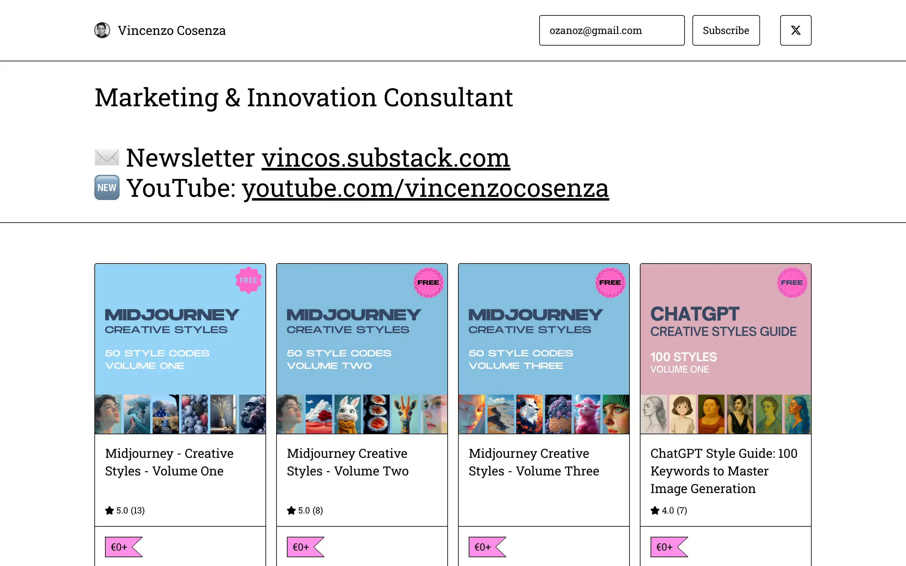 Vincenzo Cosenza's marketing guides and newsletters overview.