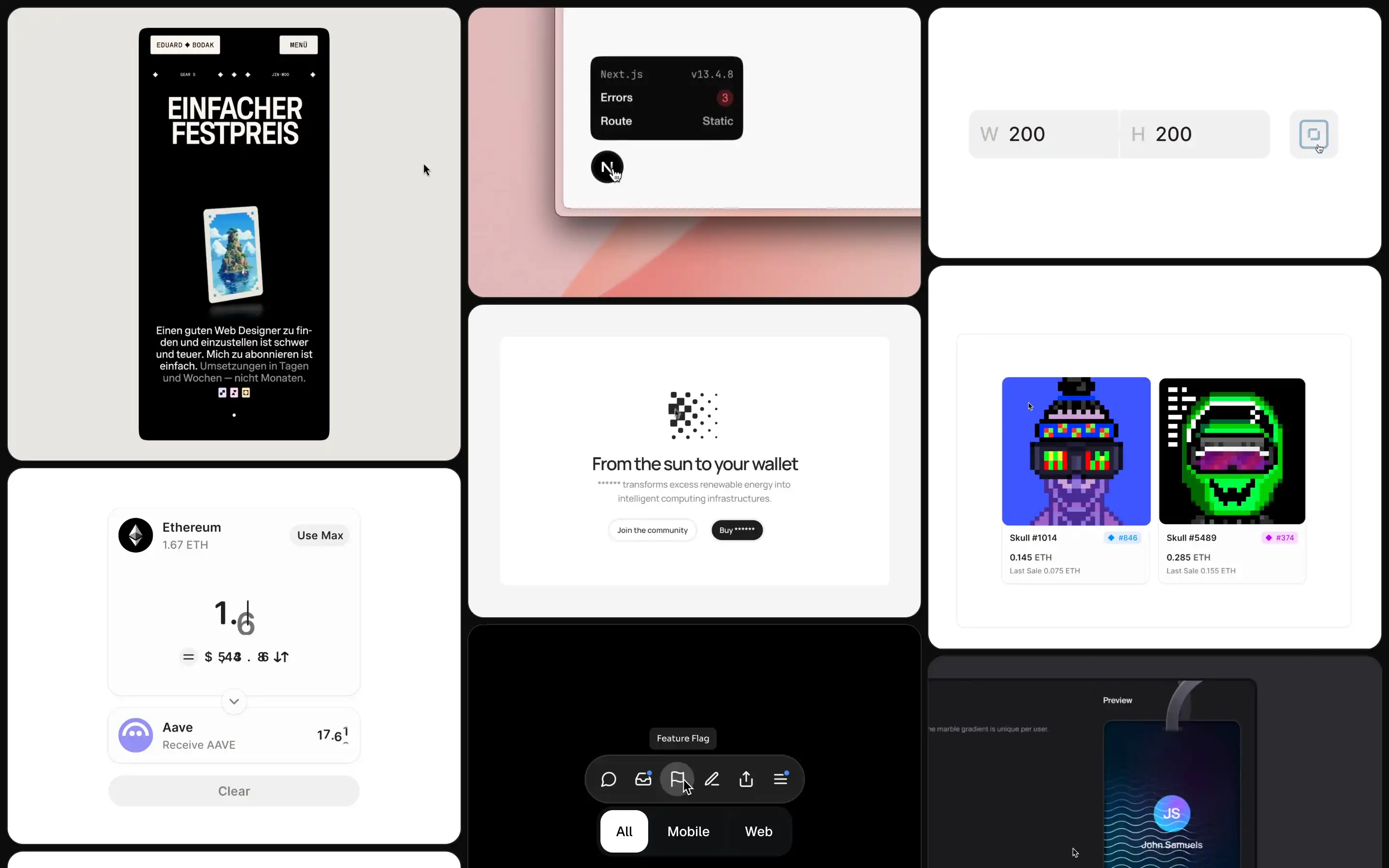 Collage of tech and digital designs