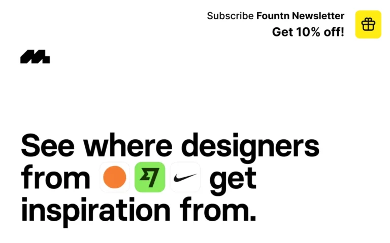 Design inspiration sources for top brands, newsletter subscription.