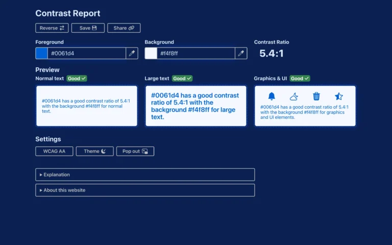 Contrast Report – WCAG Colour Contrast Checker