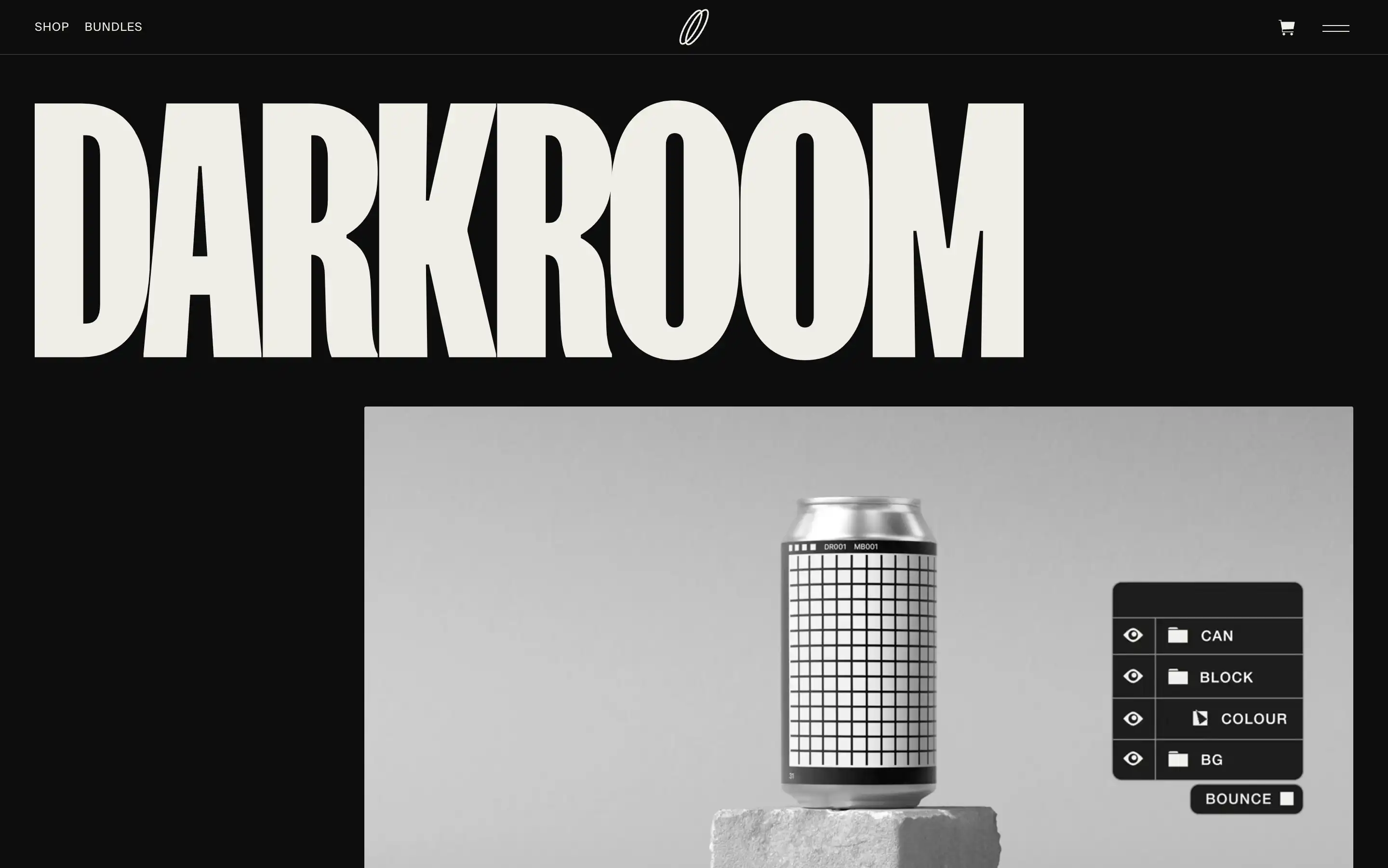 Darkroom website with customizable can design