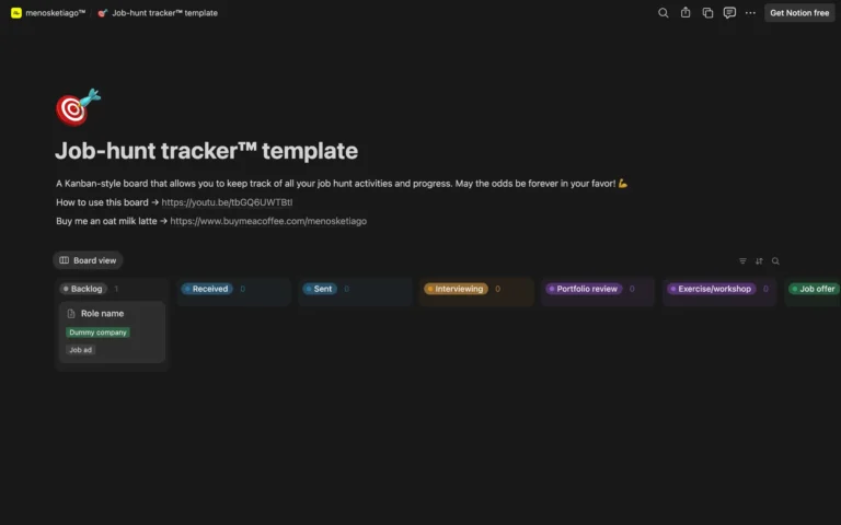 Job-hunt tracker™ template