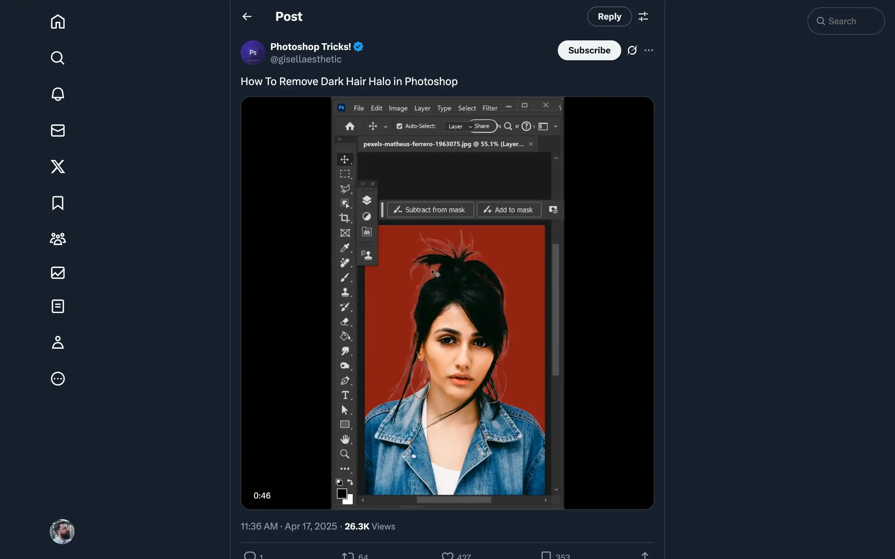 Photoshop tutorial: Remove dark hair halo