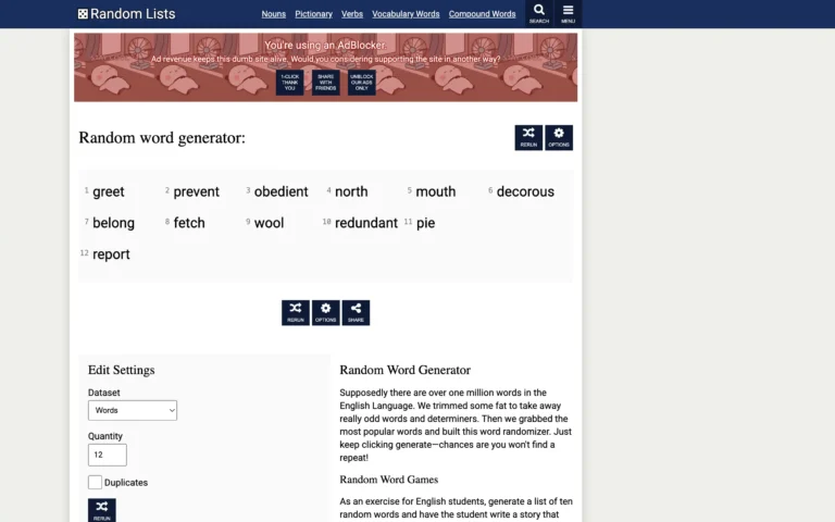 Random Word Generator — Get a list of random words