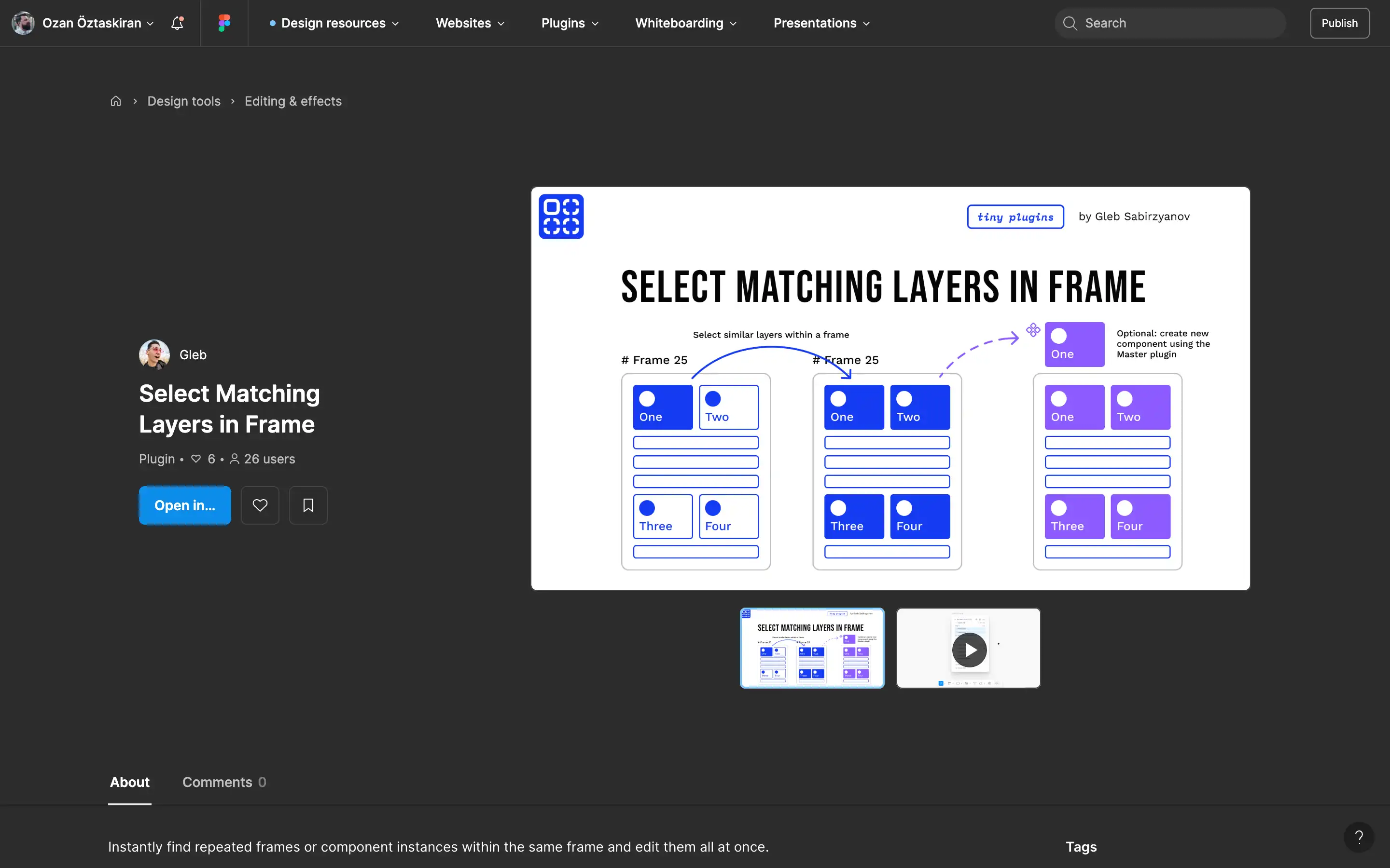 Select Matching Layers in Frame plugin interface.