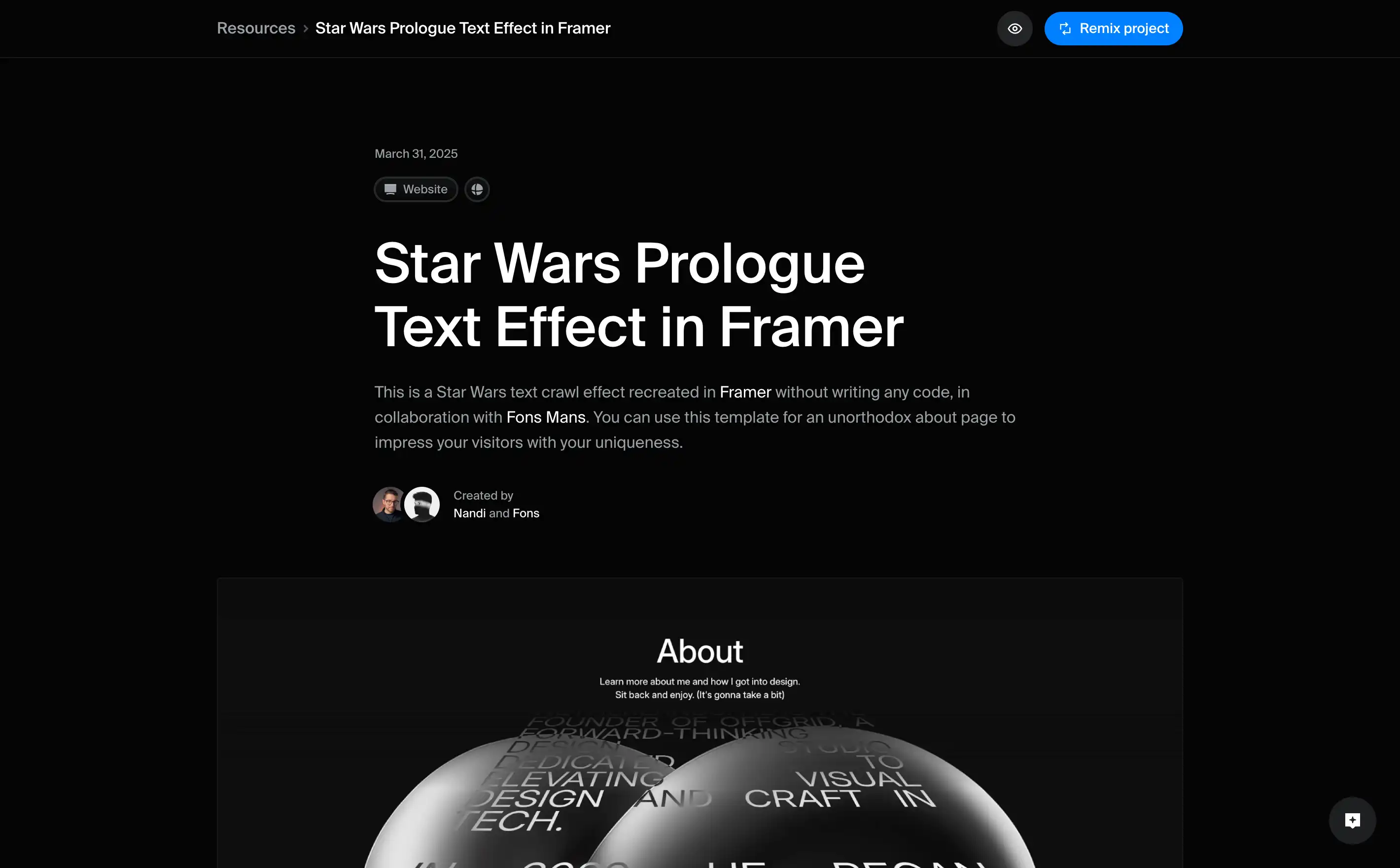 Star Wars text effect tutorial in Framer.