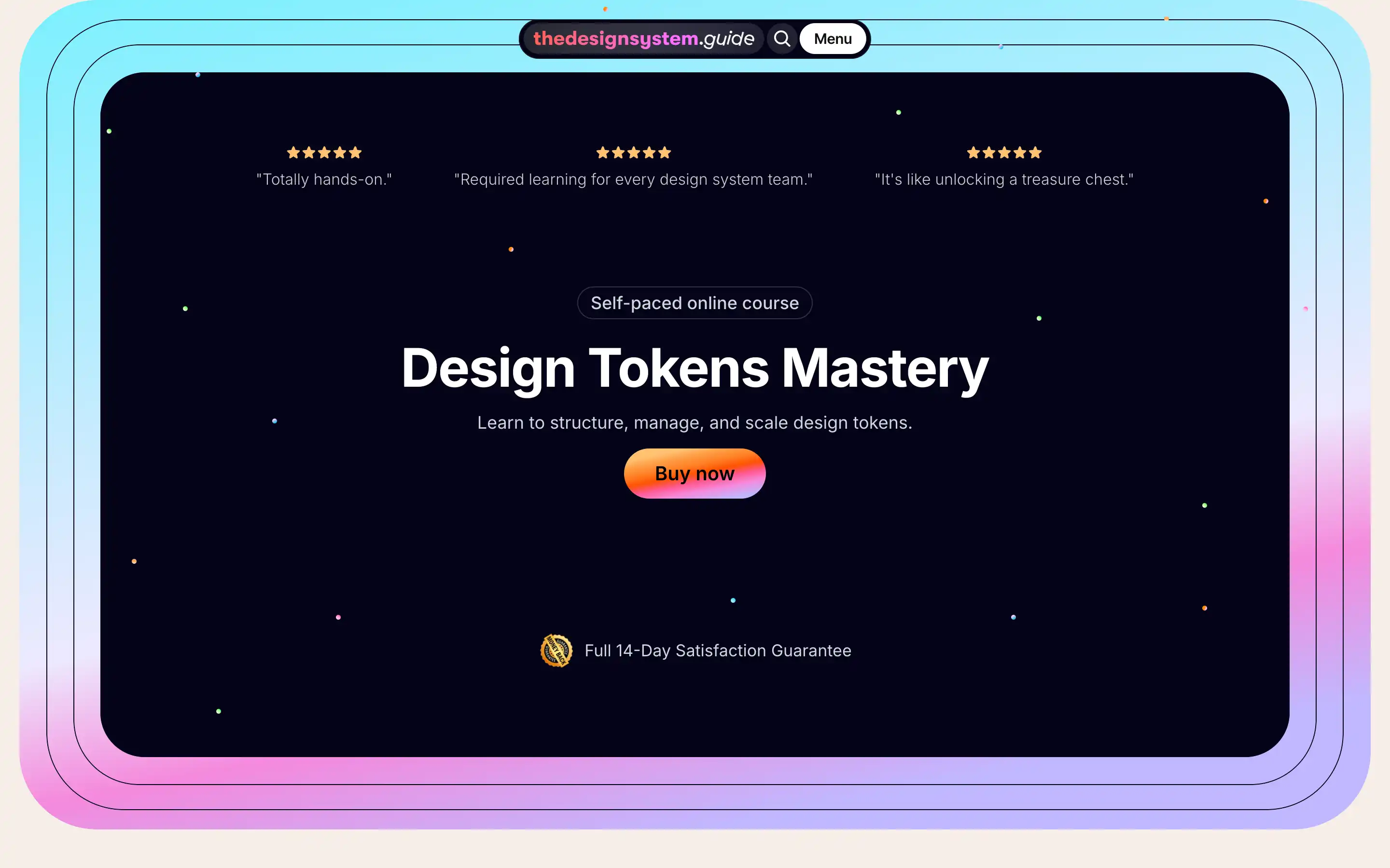 Design Tokens Mastery online course promotional banner.