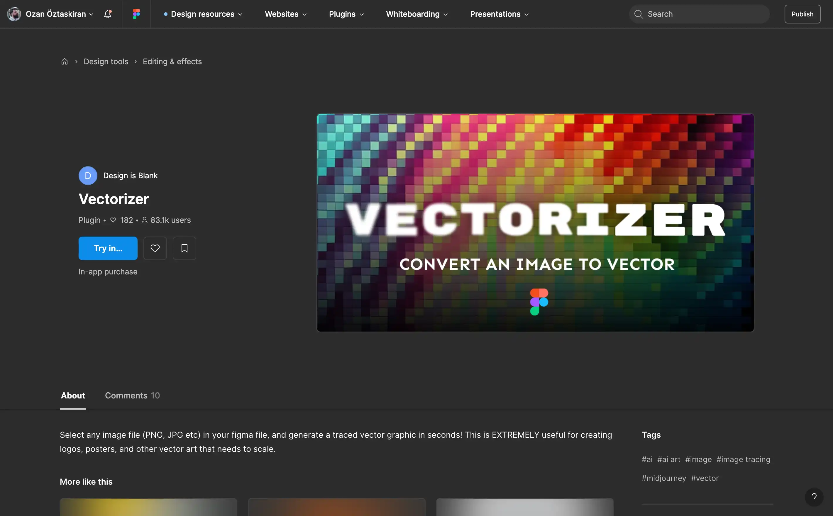Vectorizer plugin converts images to vectors.