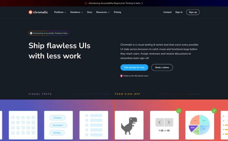 Visual testing & review for web user interfaces • Chromatic