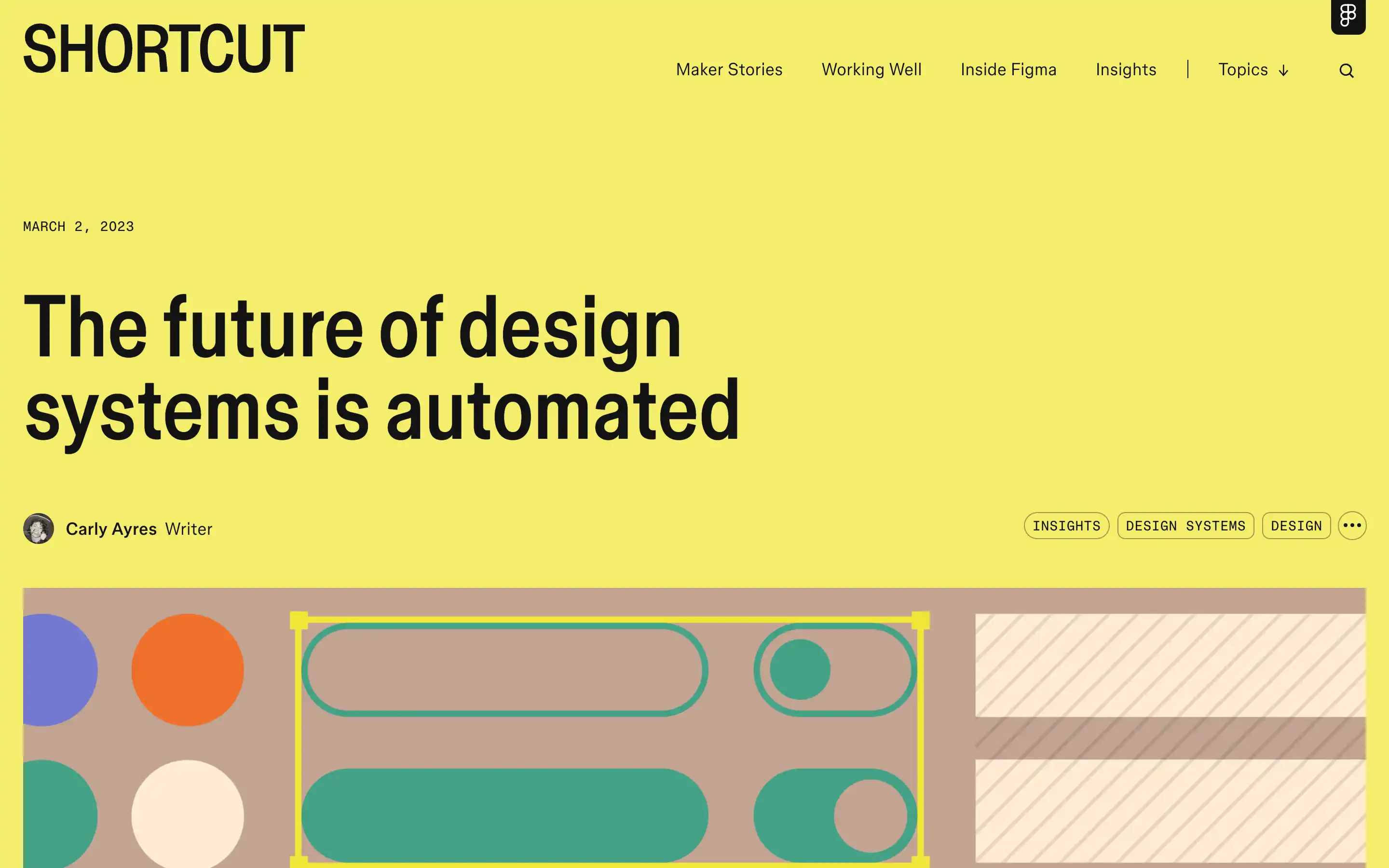 Design systems automation article with colorful shapes