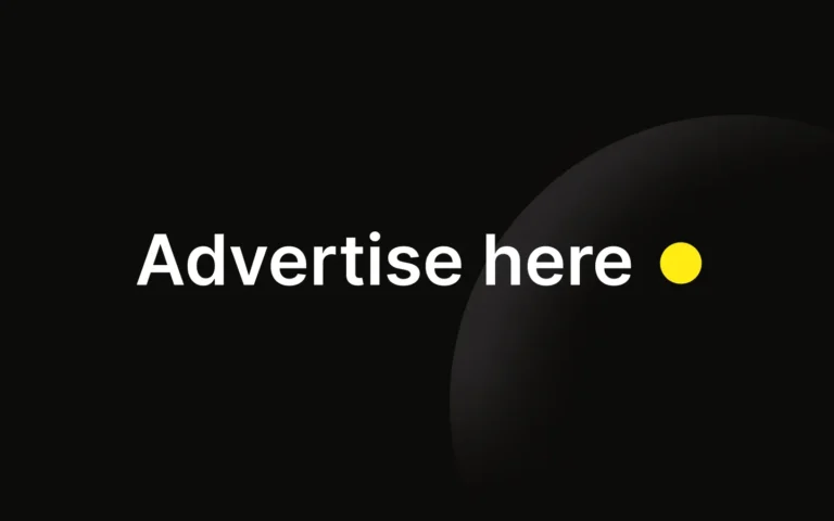 Black advertisement with 'Advertise here' text.