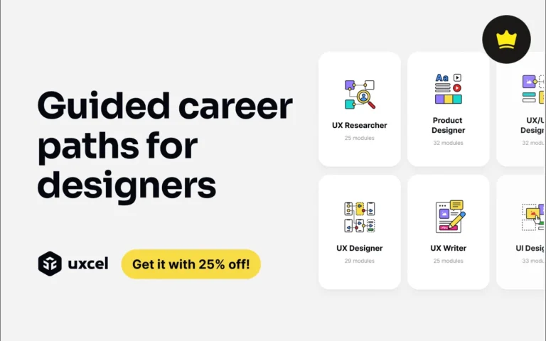 Guided career paths for UX designers with discount.