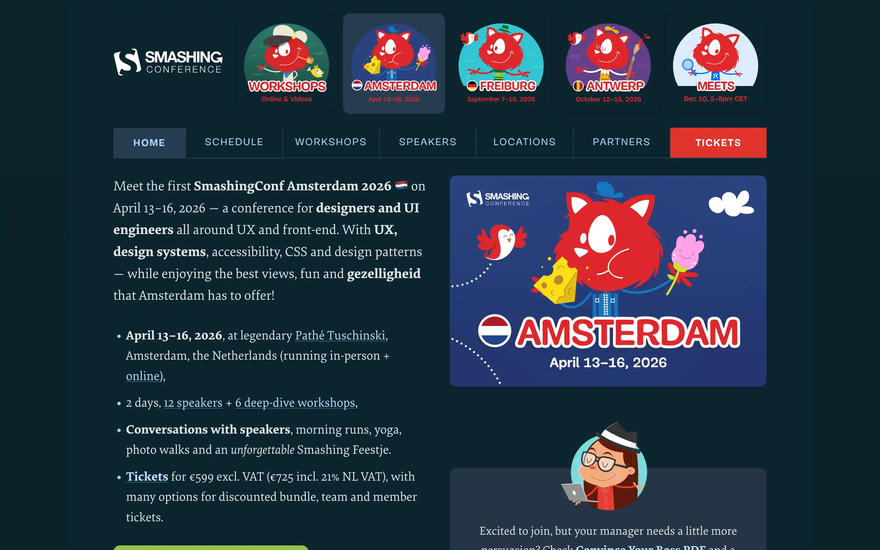 SmashingConf Amsterdam 2026 conference details and poster.