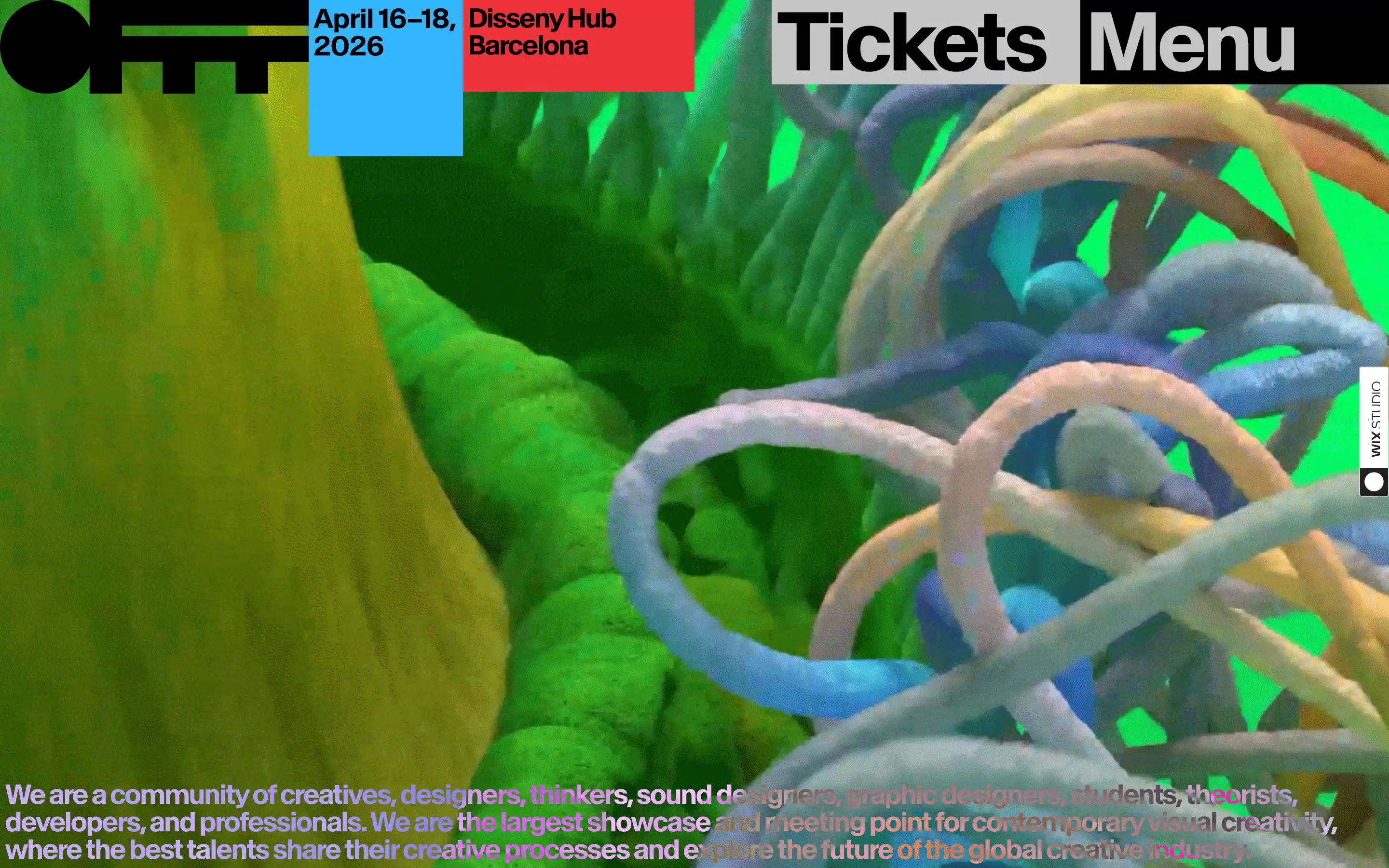 OFFF 2026 festival poster, vibrant abstract design.