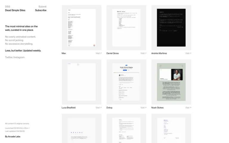 Dead Simple Sites — Minimal Website Inspiration
