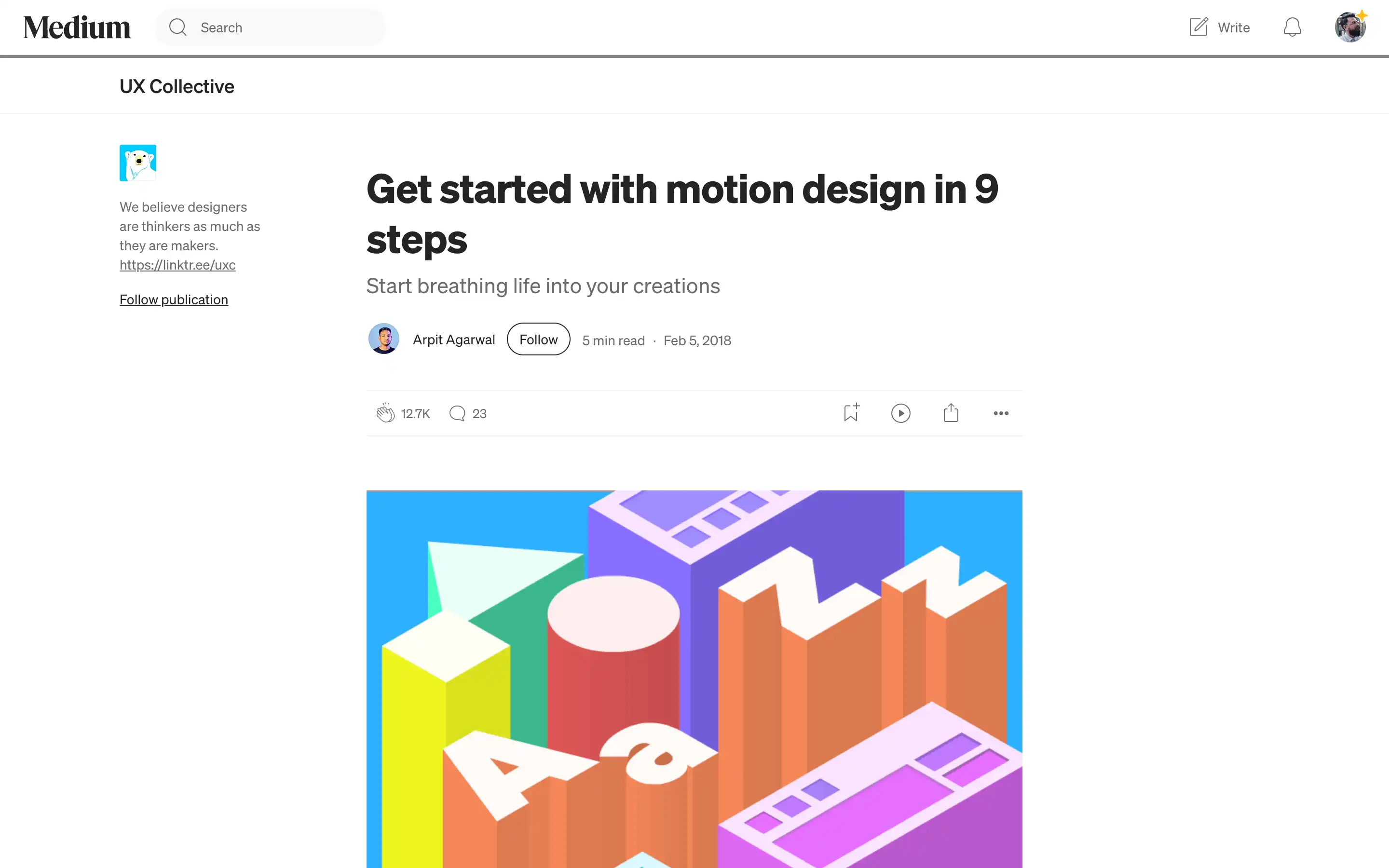 Colorful geometric shapes on blue background