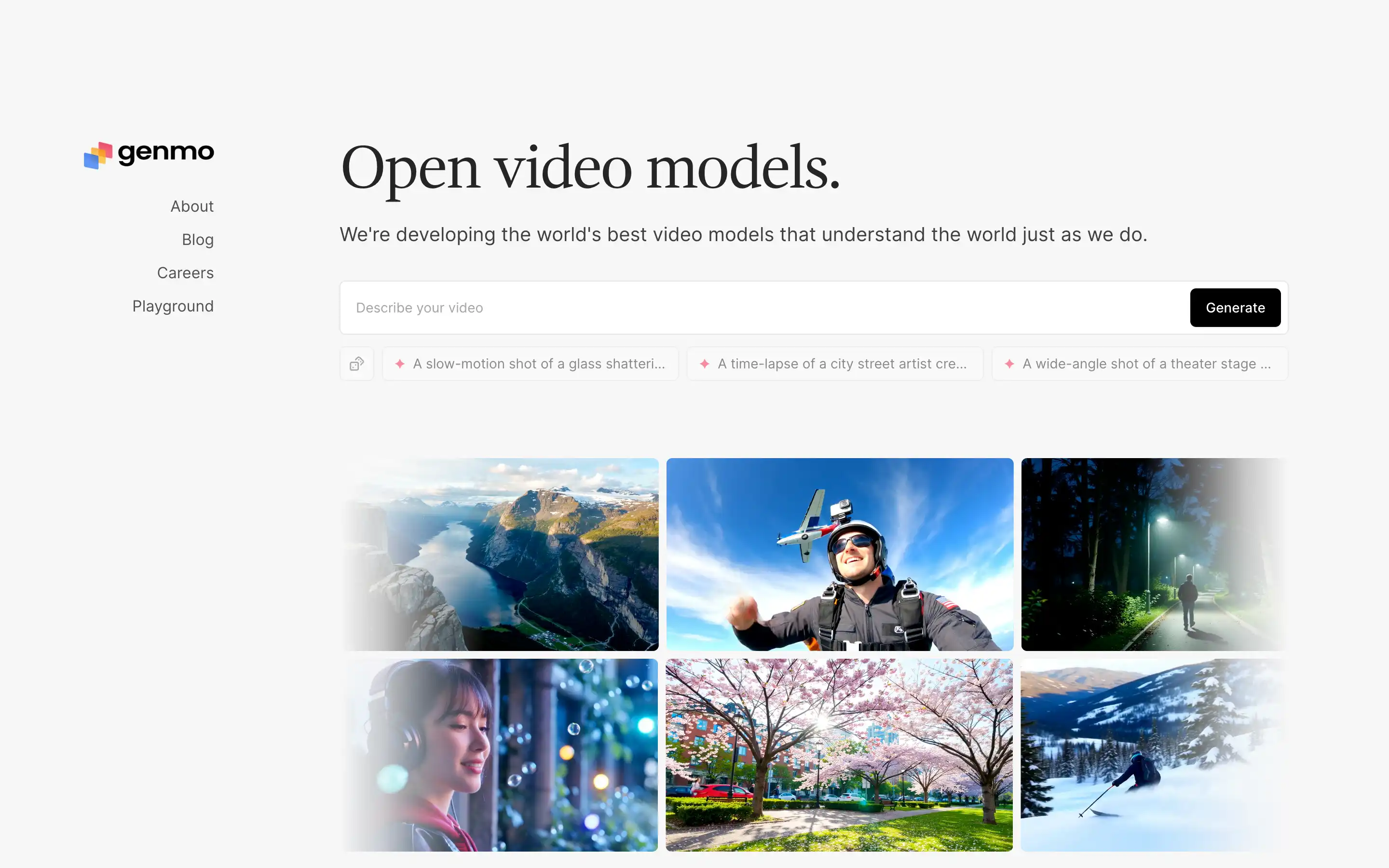 Open video models platform homepage screenshot