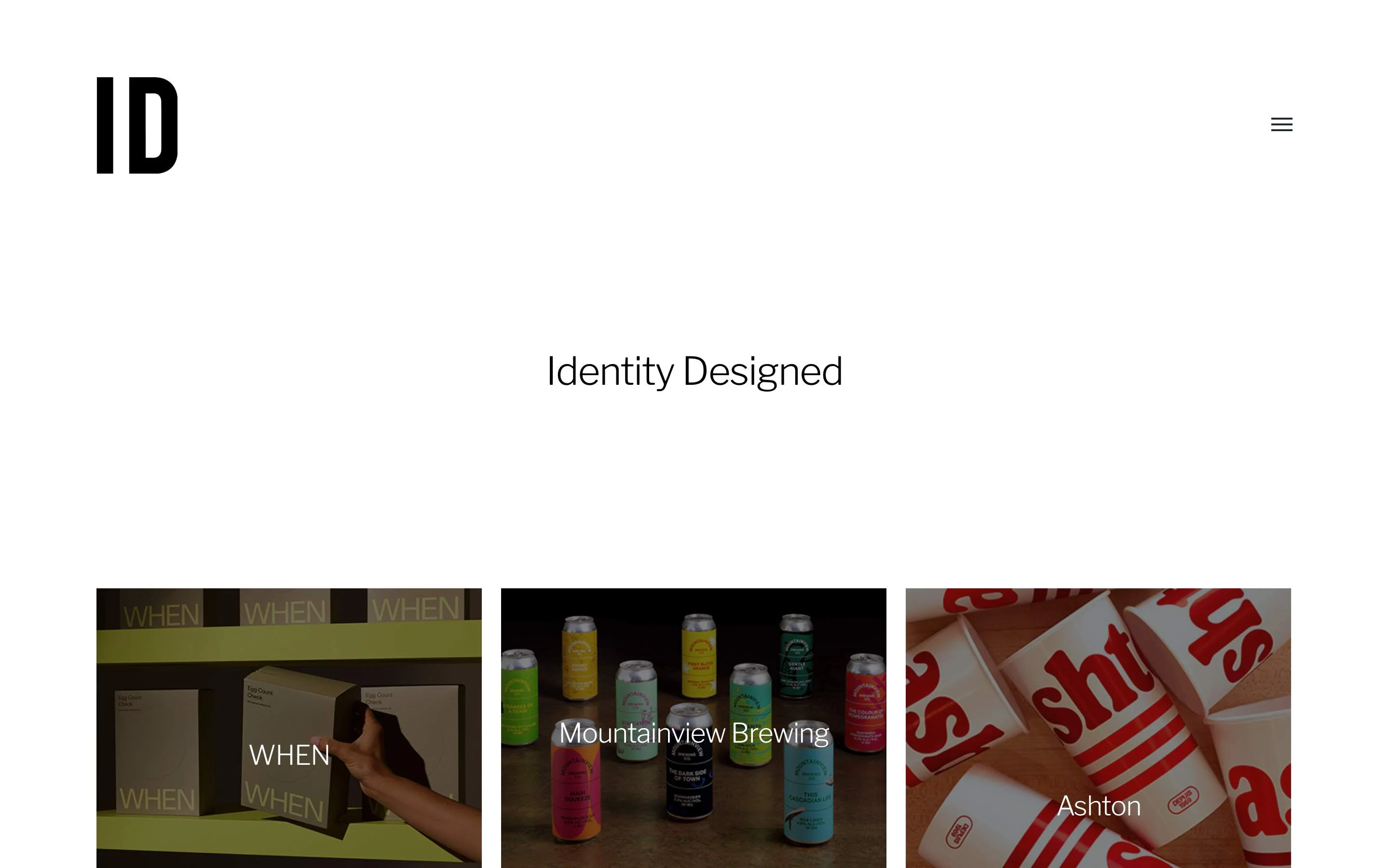 Identity Designed homepage with product images