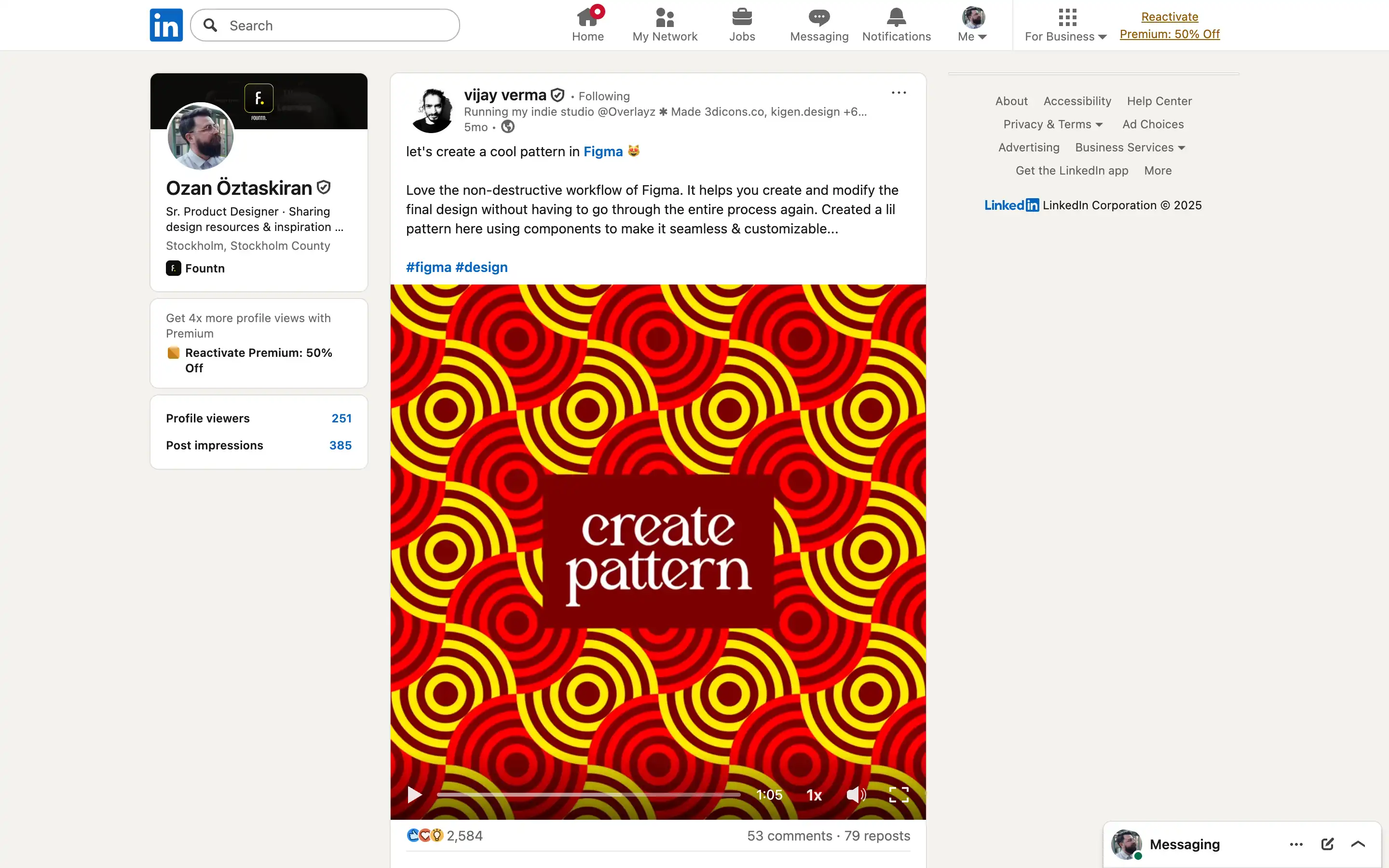 Red and yellow circular pattern with 'create pattern' text.