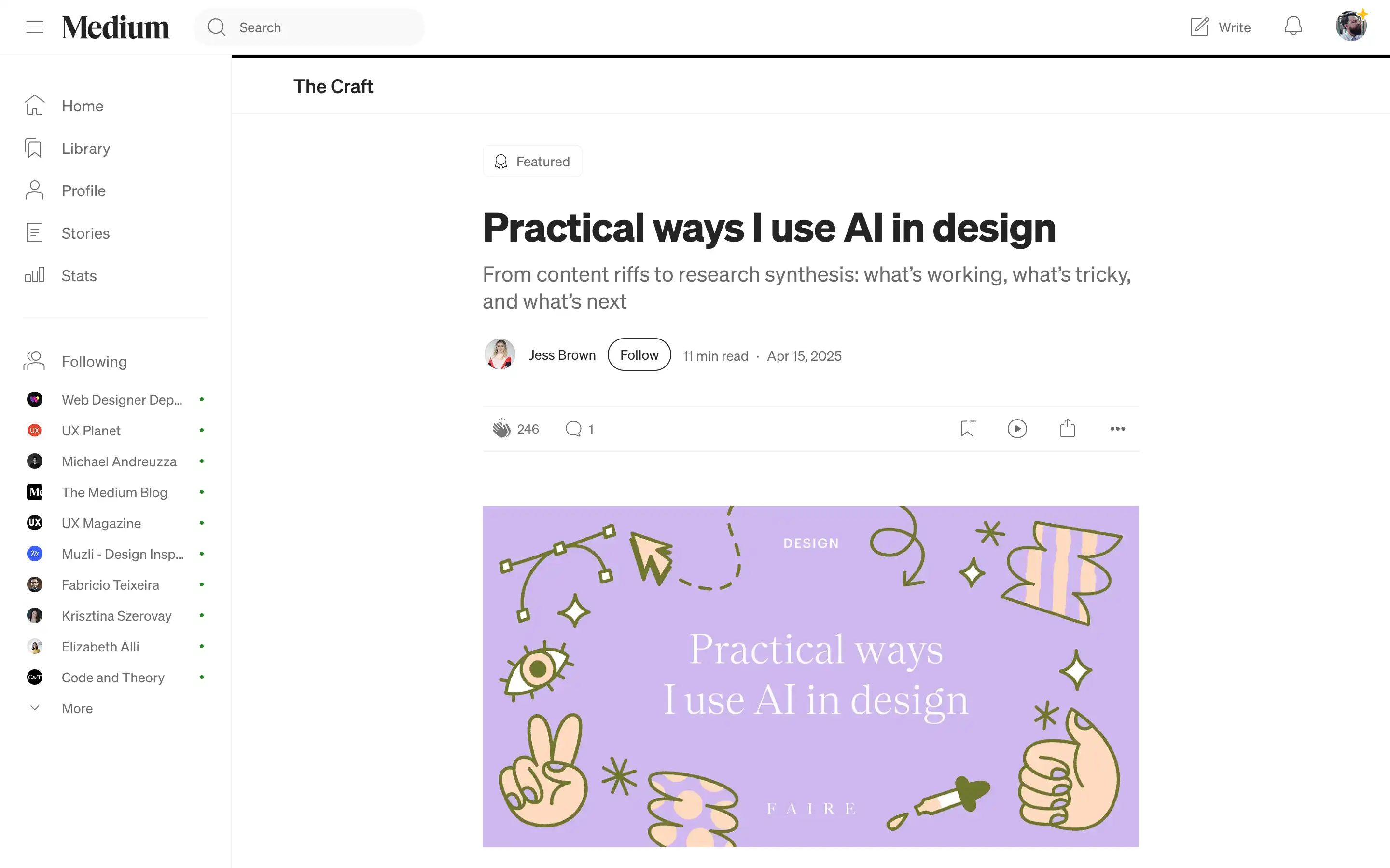 AI in design article with creative illustrations.
