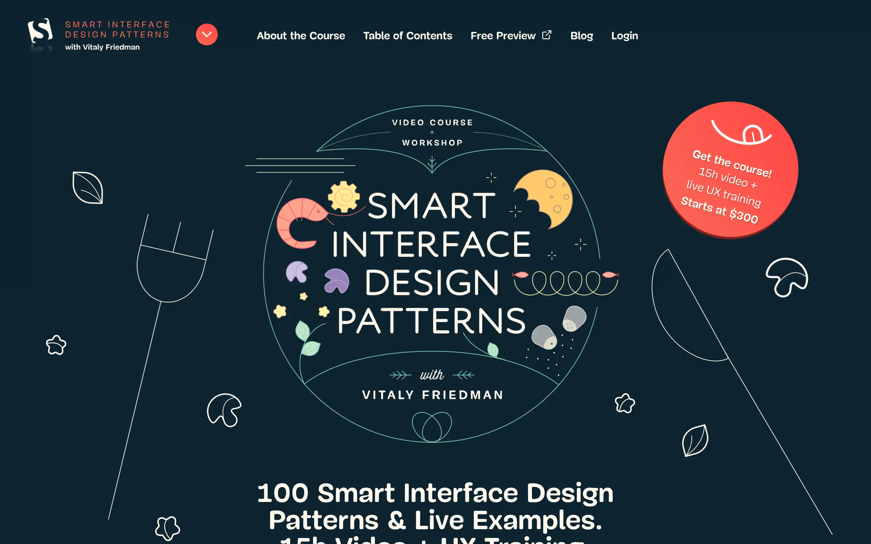 Smart Interface Design Patterns course overview.