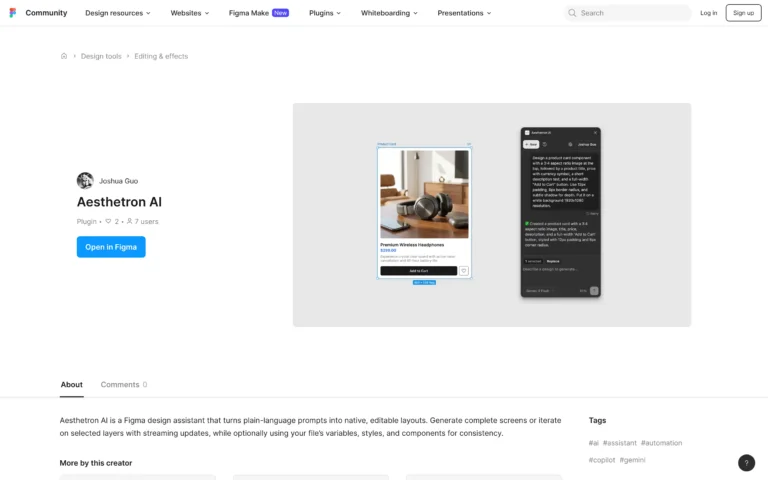 Aesthetron AI: Generate Editable UI Layouts with AI in Figma