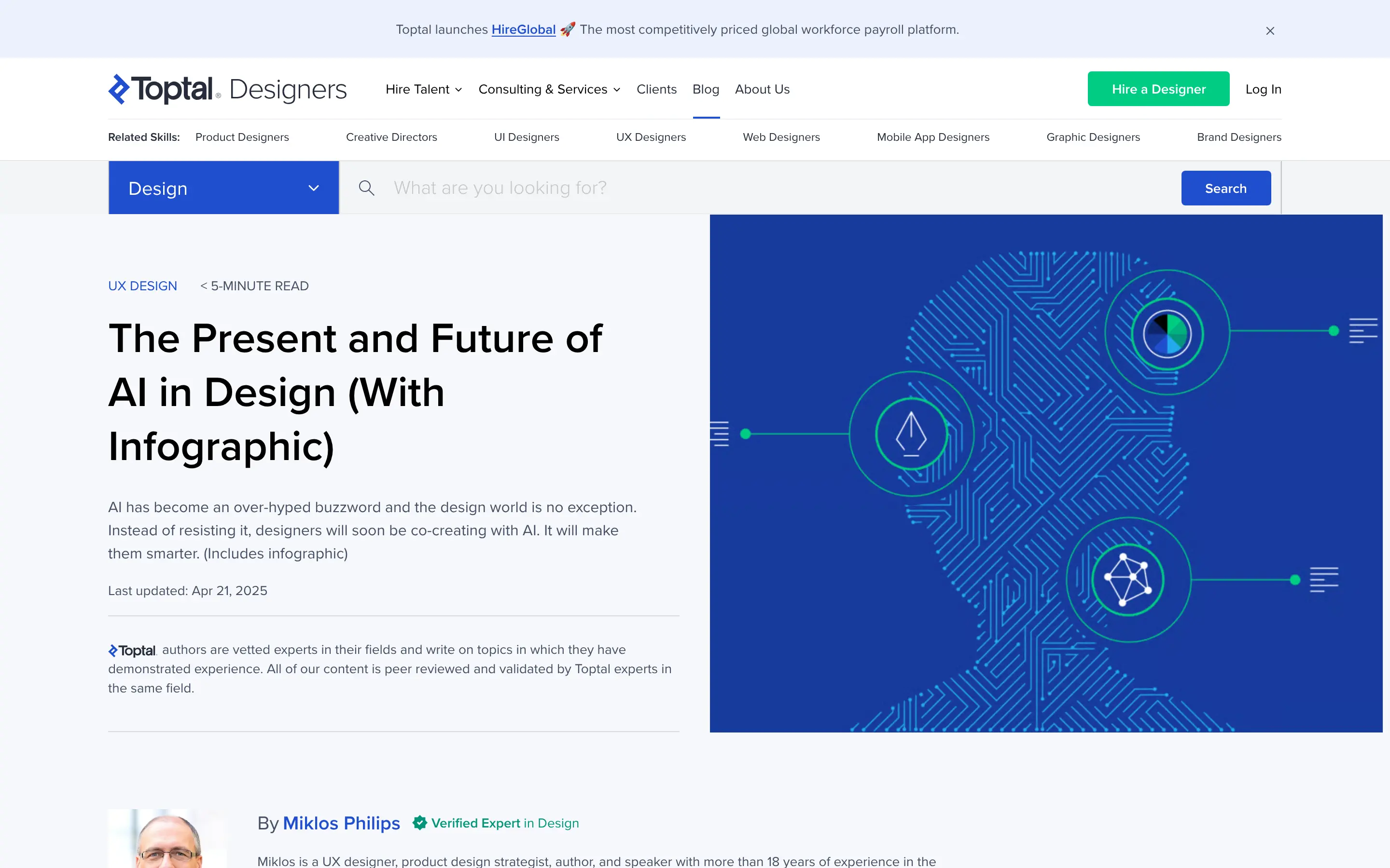 AI in design, futuristic infographic.