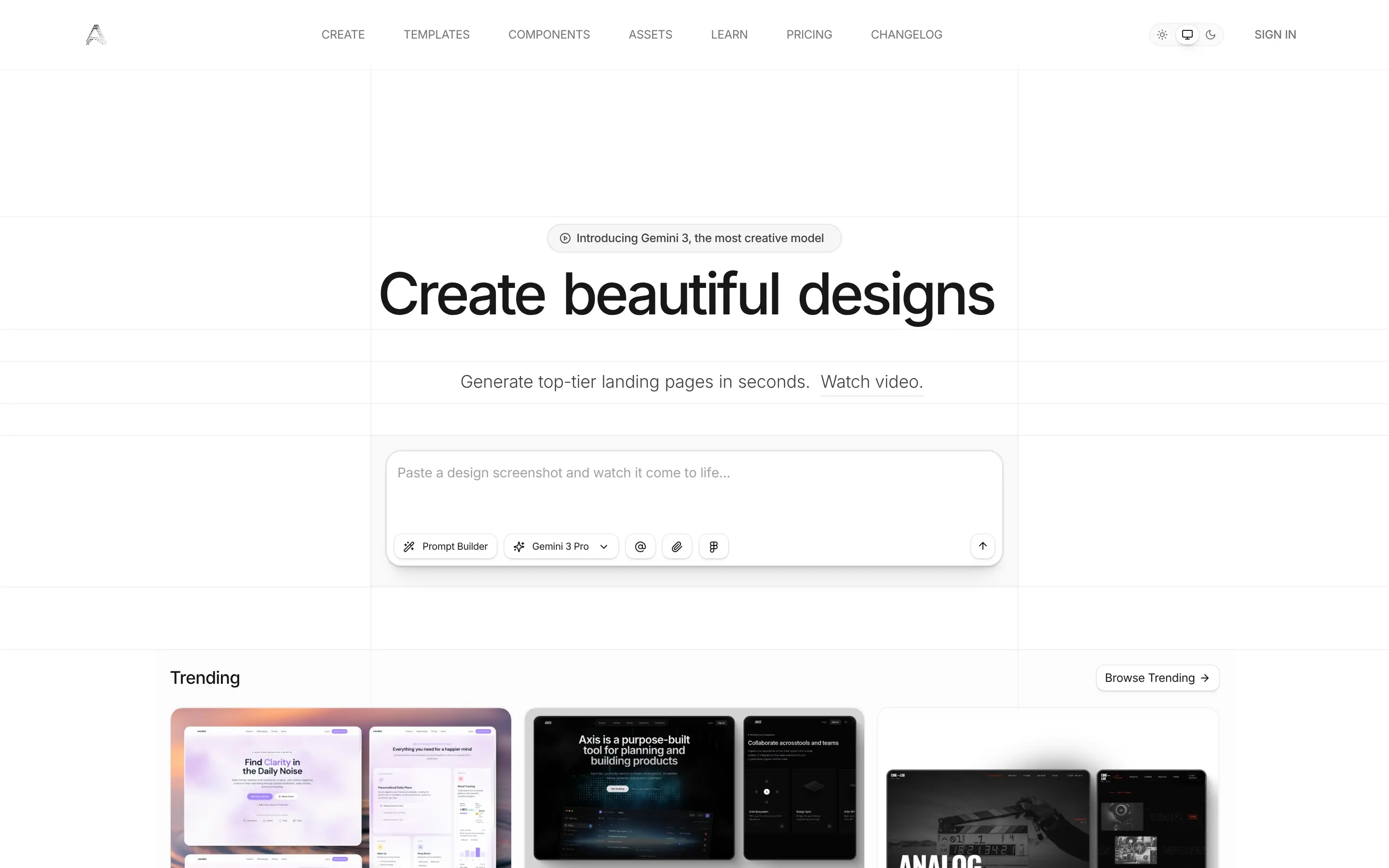 Website promoting beautiful design creation tools.