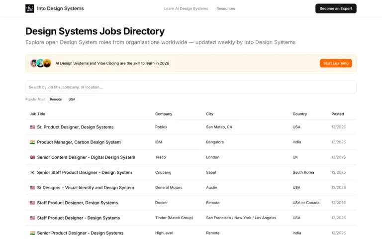 Design Systems Jobs Directory: Global Roles Updated Weekly