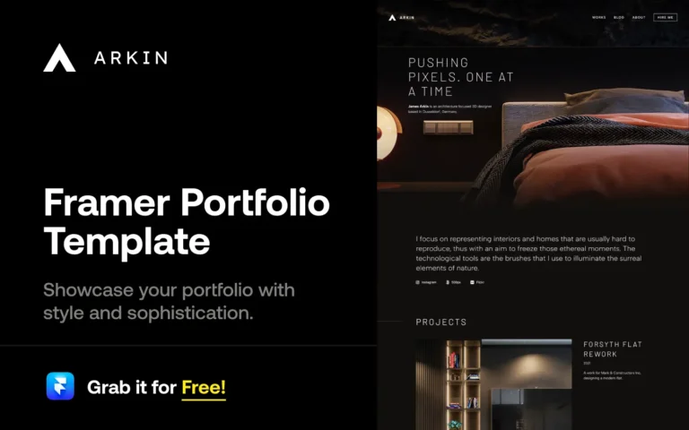 Arkin Framer Portfolio Template for stylish showcase.
