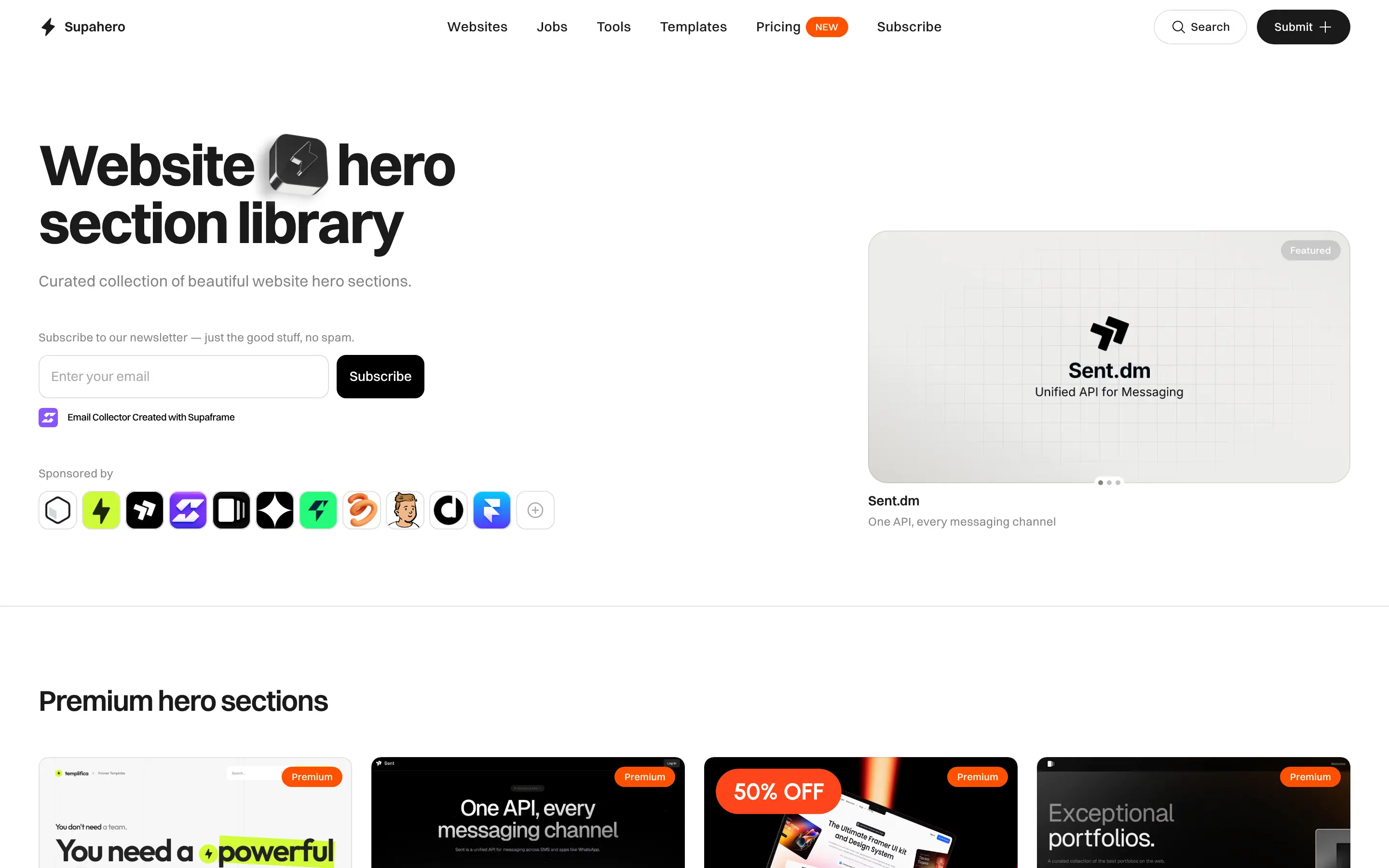 Website hero section library and templates overview