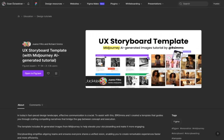UX Storyboard Template for FigJam + Midjourney AI Tutorial