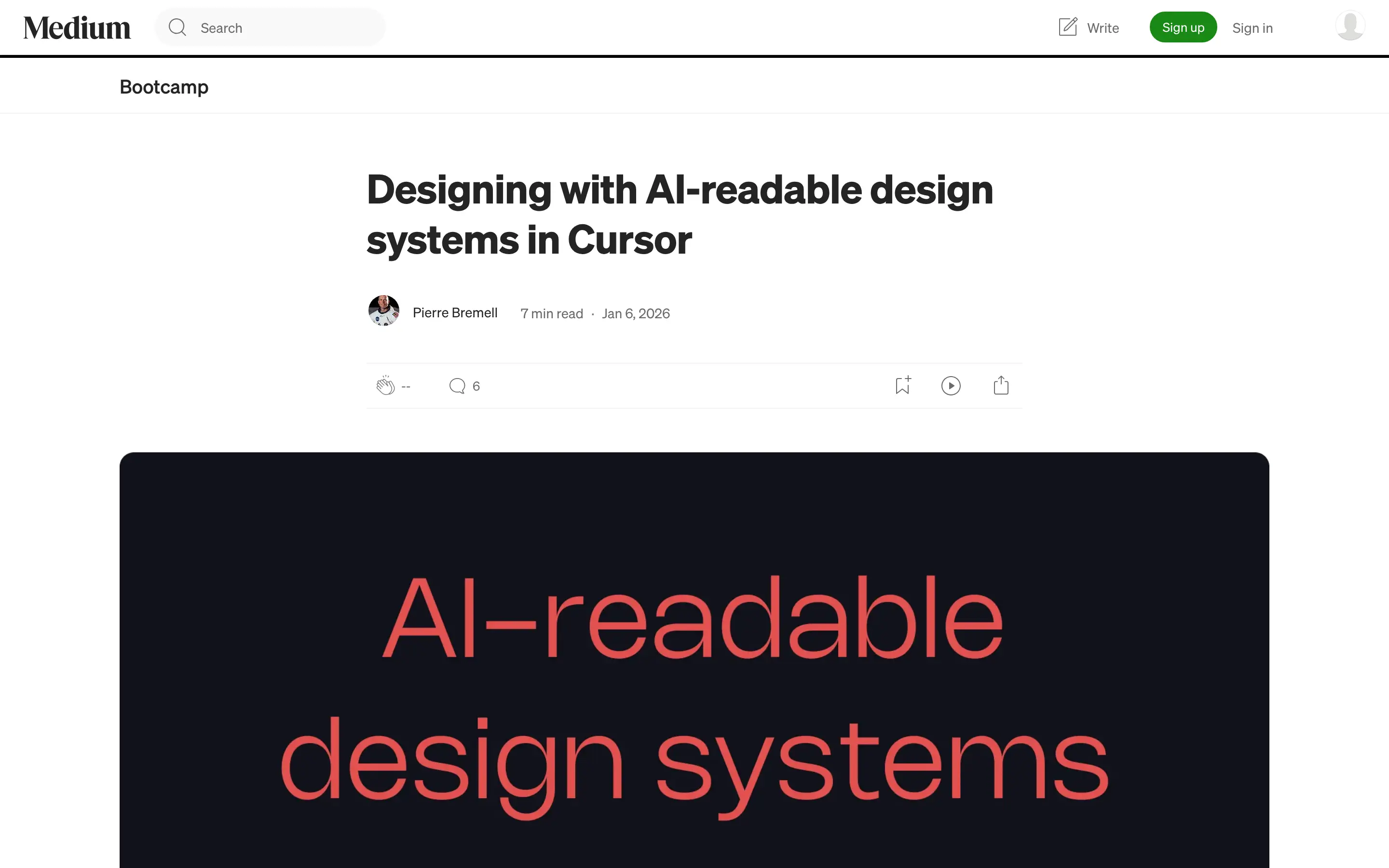 AI-readable design systems article on Medium