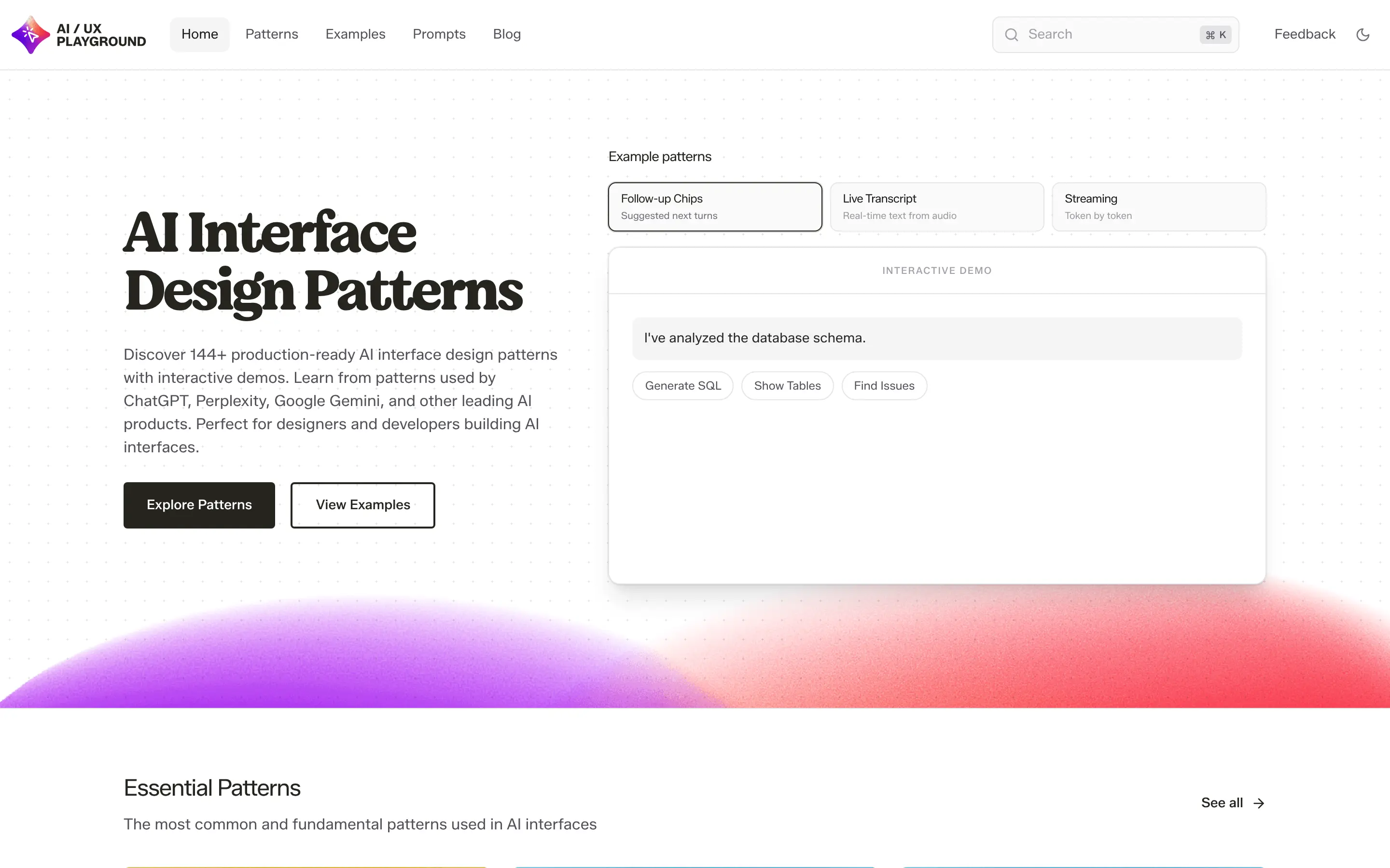 AI interface design patterns overview and demo