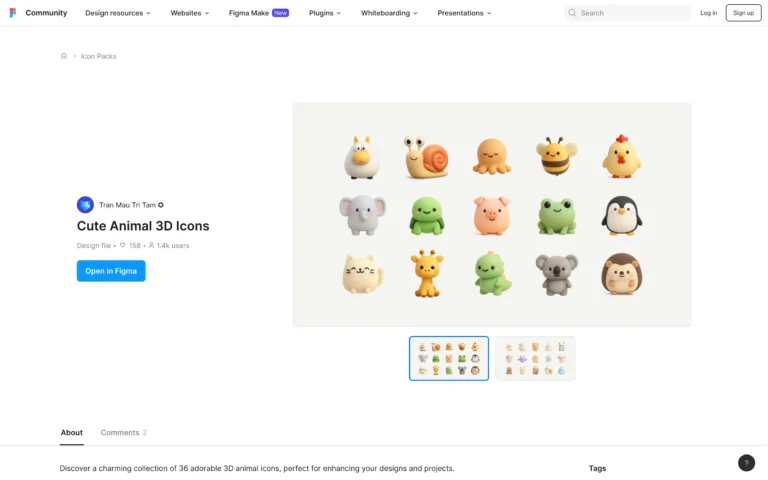 Cute Animal 3D Icons: Playful 3D Assets for Figma