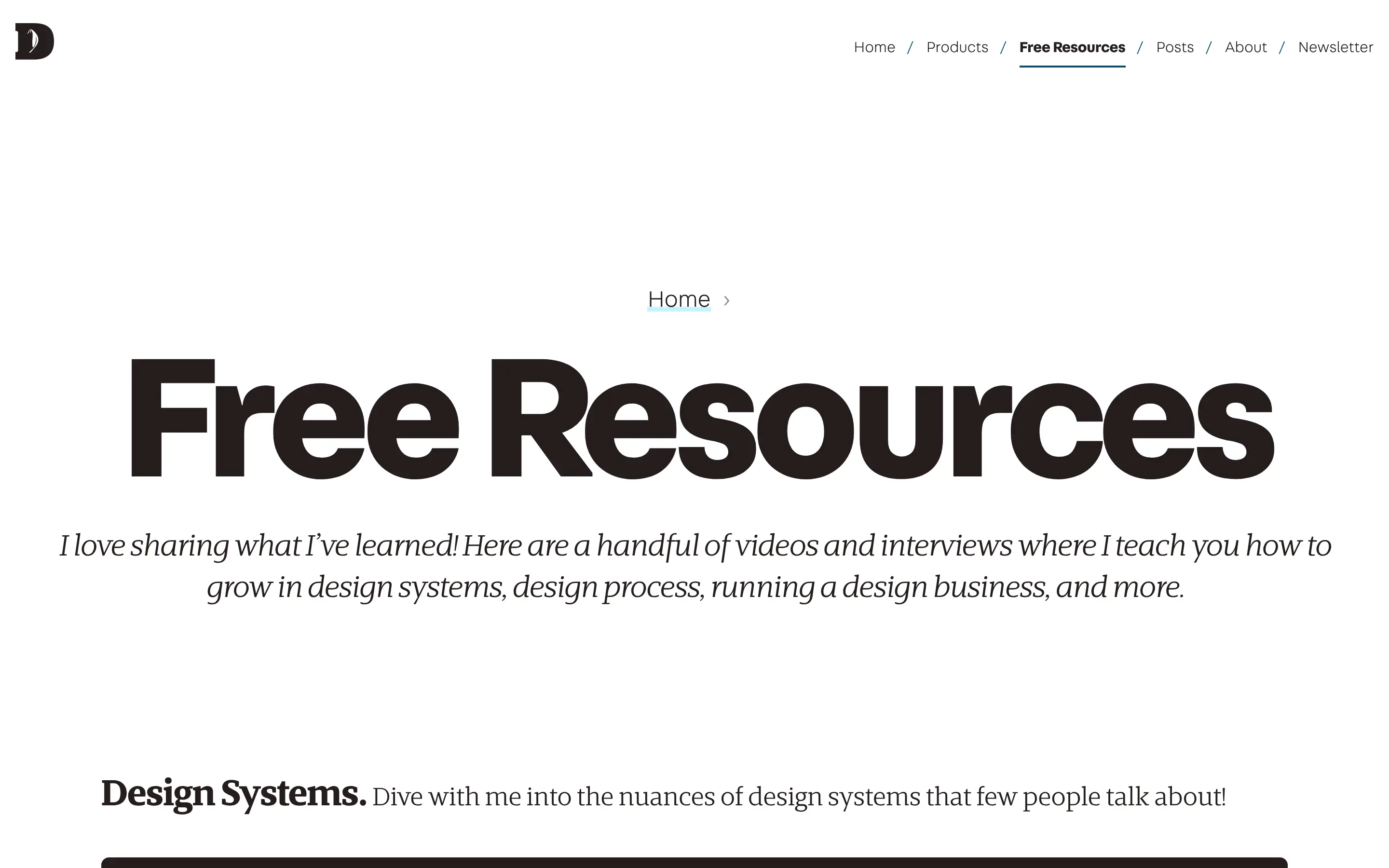 Website section offering free design resources.