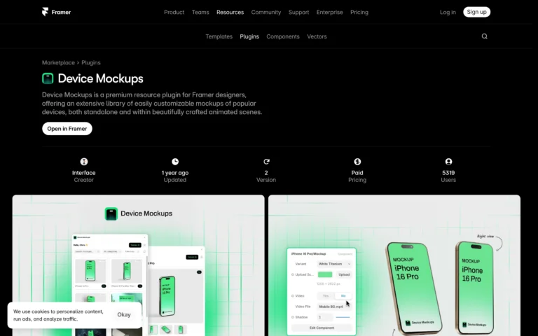Device Mockups for Framer: Customizable Device Scenes